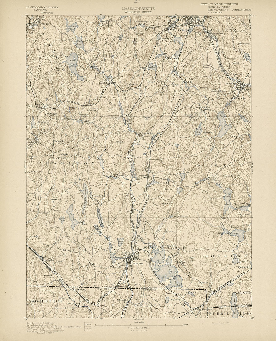 This old map of Massachusetts, Webster Sheet from Atlas of Massachusetts, 1884-from 1890 from 1890 was created by  Massachusetts. Topographical Survey Commission in 1890