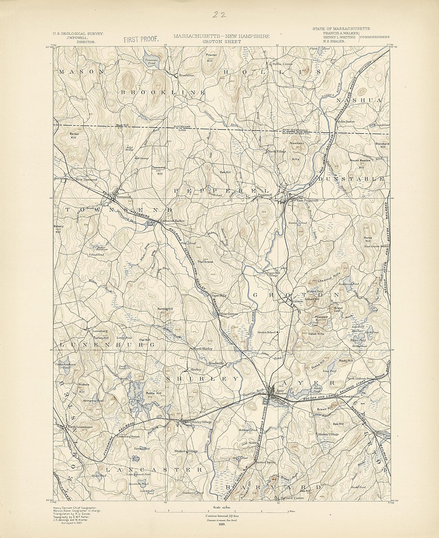 This old map of Massachusetts - New Hampshire, Groton Sheet from Atlas of Massachusetts, 1884-from 1890 from 1890 was created by  Massachusetts. Topographical Survey Commission in 1890