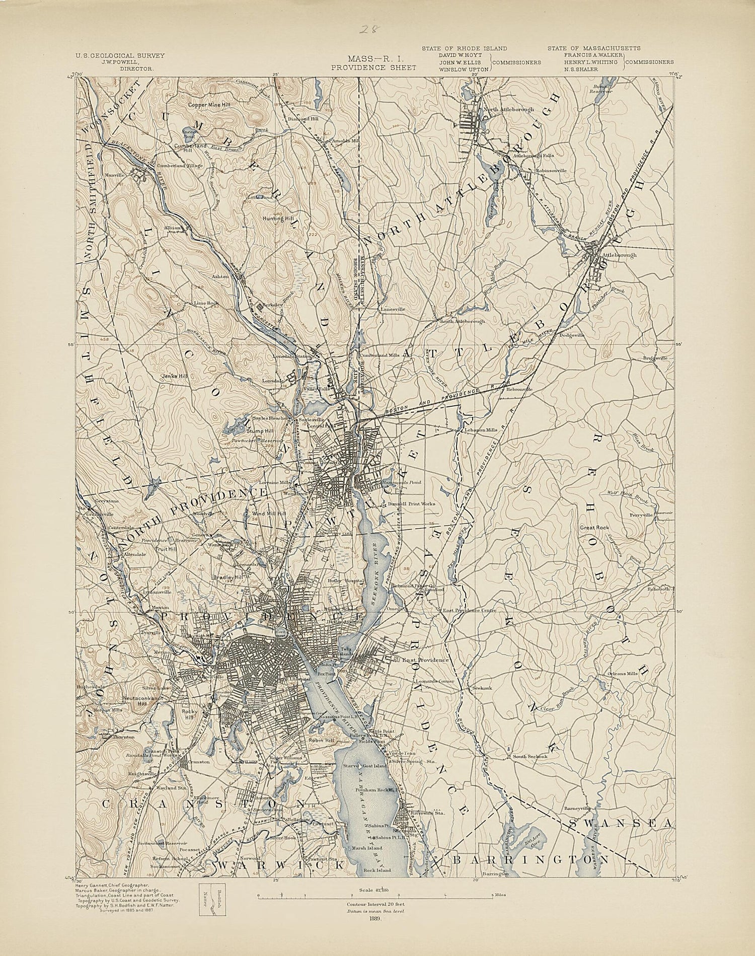 This old map of Massachusetts - Rhode Island, Providence Sheet from Atlas of Massachusetts, 1884-from 1890 from 1890 was created by  Massachusetts. Topographical Survey Commission in 1890