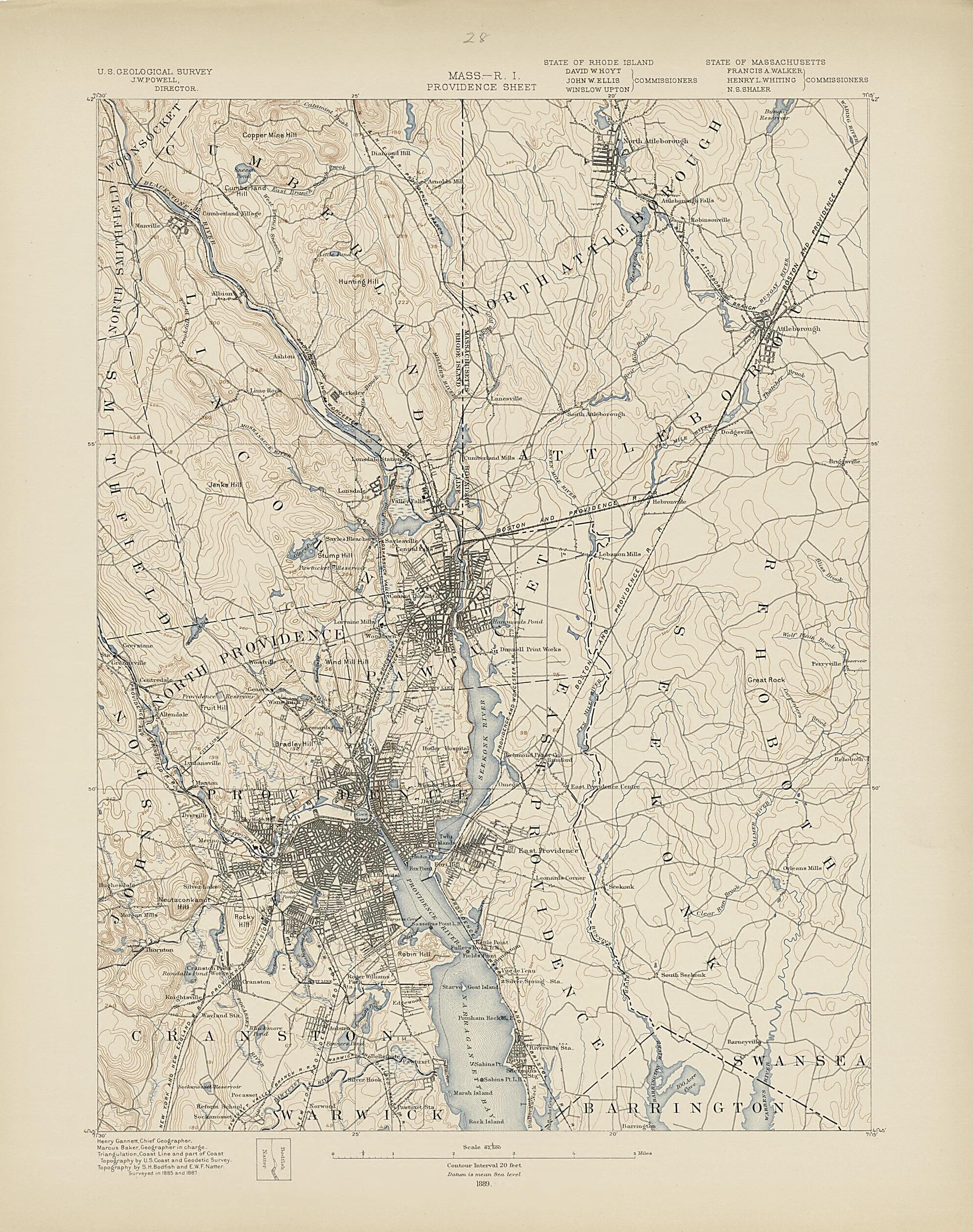 This old map of Massachusetts - Rhode Island, Providence Sheet from Atlas of Massachusetts, 1884-from 1890 from 1890 was created by  Massachusetts. Topographical Survey Commission in 1890