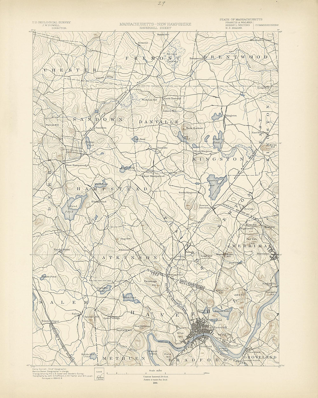 This old map of Massachusetts - New Hampshire, Haverhill Sheet from Atlas of Massachusetts, 1884-from 1890 from 1890 was created by  Massachusetts. Topographical Survey Commission in 1890