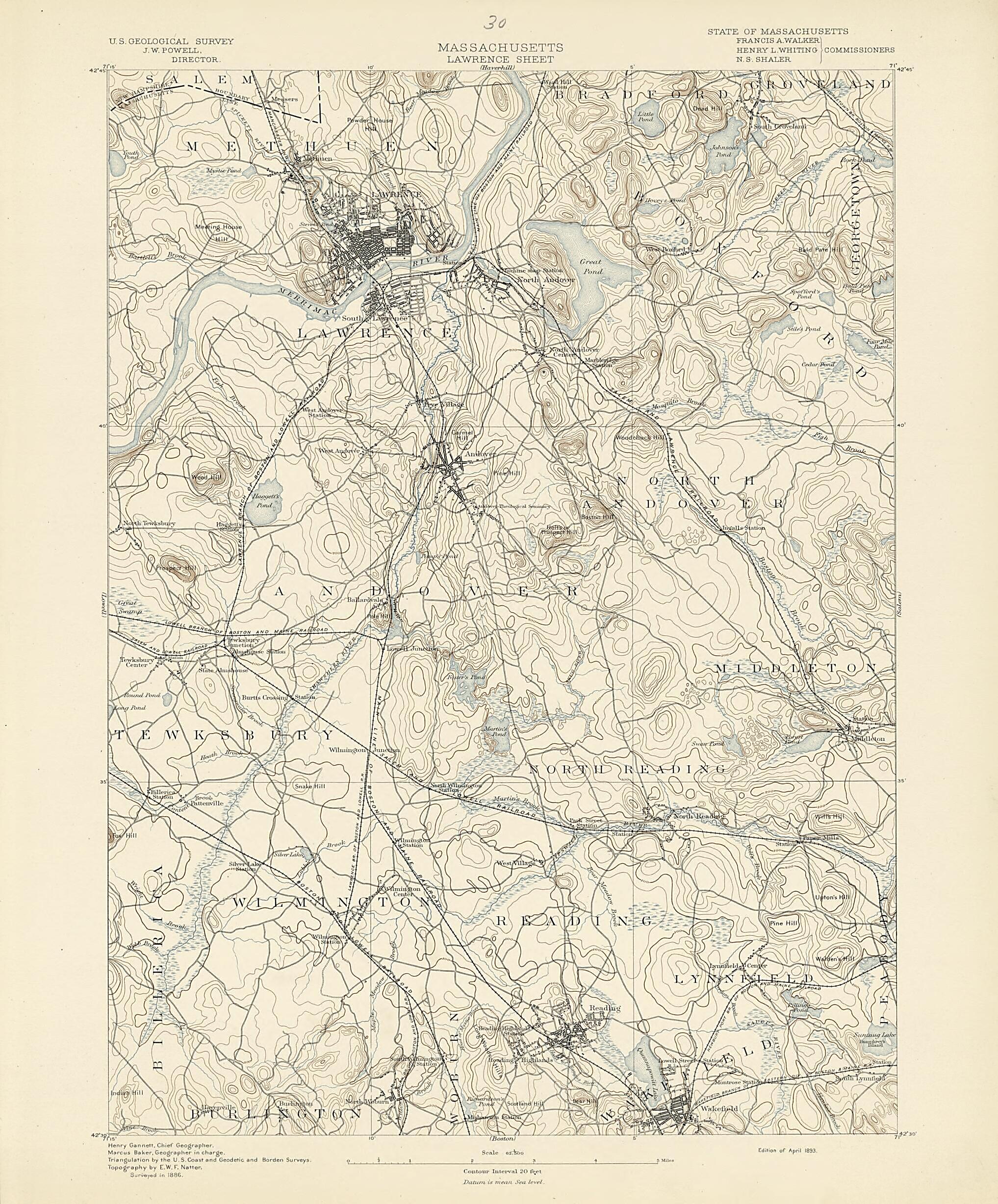 This old map of Massachusetts, Lawrence Sheet from Atlas of Massachusetts, 1884-from 1890 from 1890 was created by  Massachusetts. Topographical Survey Commission in 1890