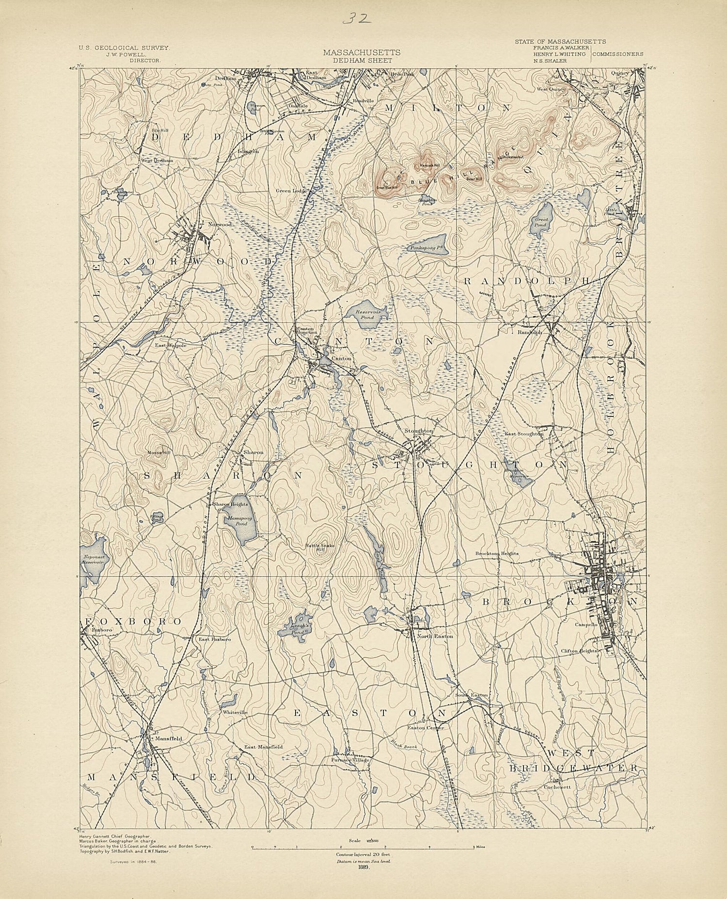 This old map of Massachusetts, Dedham Sheet from Atlas of Massachusetts, 1884-from 1890 from 1890 was created by  Massachusetts. Topographical Survey Commission in 1890