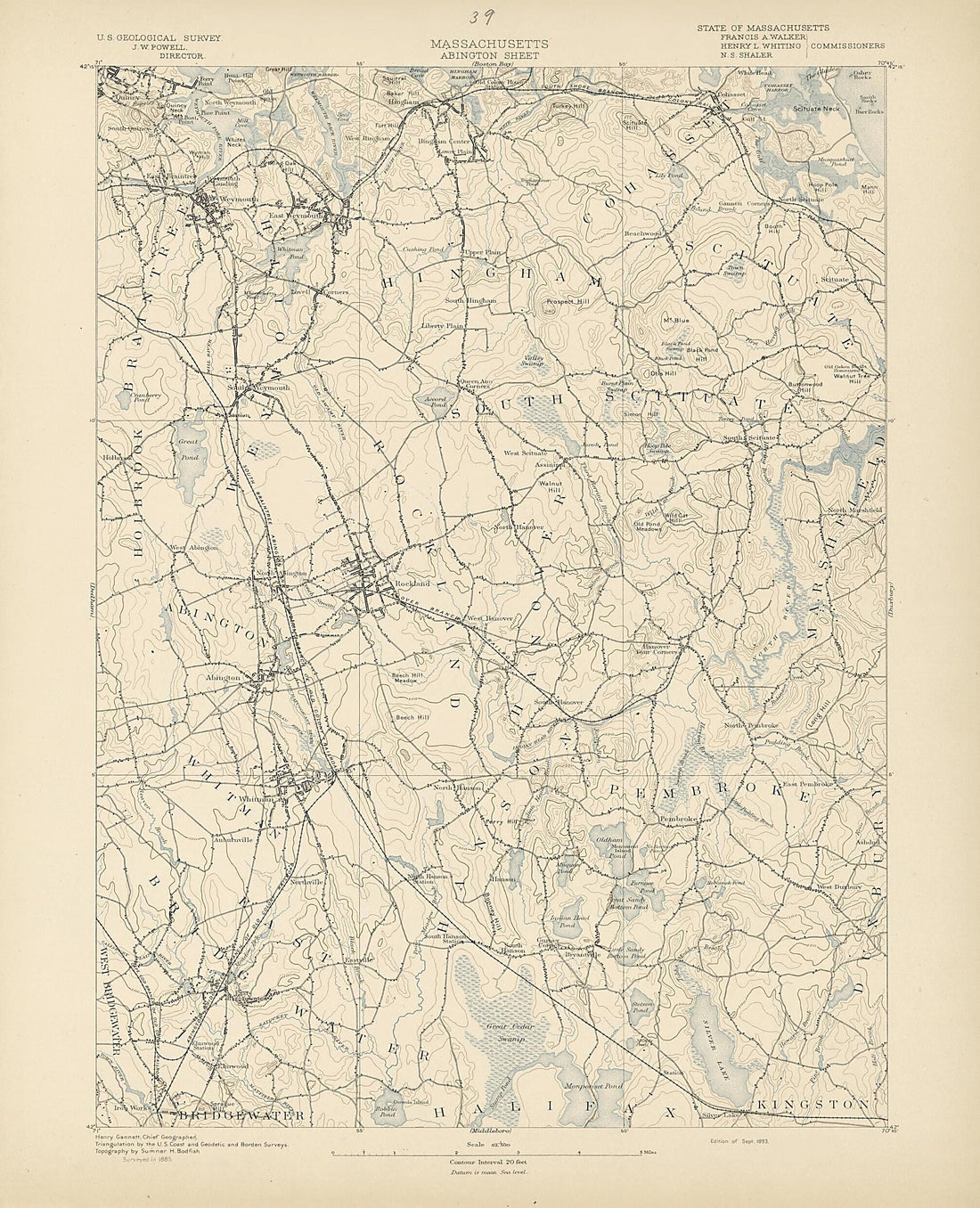 This old map of Massachusetts - Abington Sheet from Atlas of Massachusetts, 1884-from 1890 from 1890 was created by  Massachusetts. Topographical Survey Commission in 1890