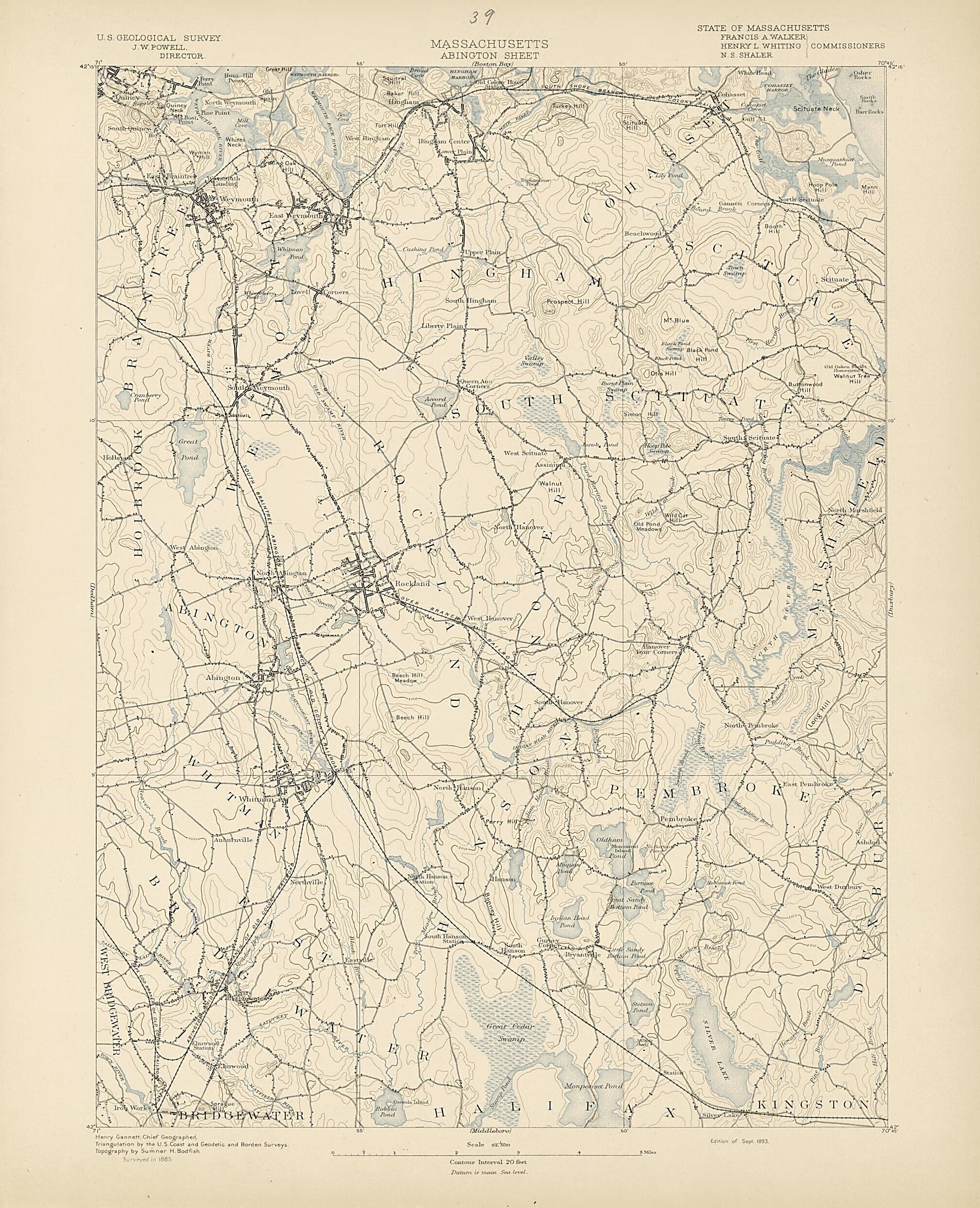 This old map of Massachusetts - Abington Sheet from Atlas of Massachusetts, 1884-from 1890 from 1890 was created by  Massachusetts. Topographical Survey Commission in 1890