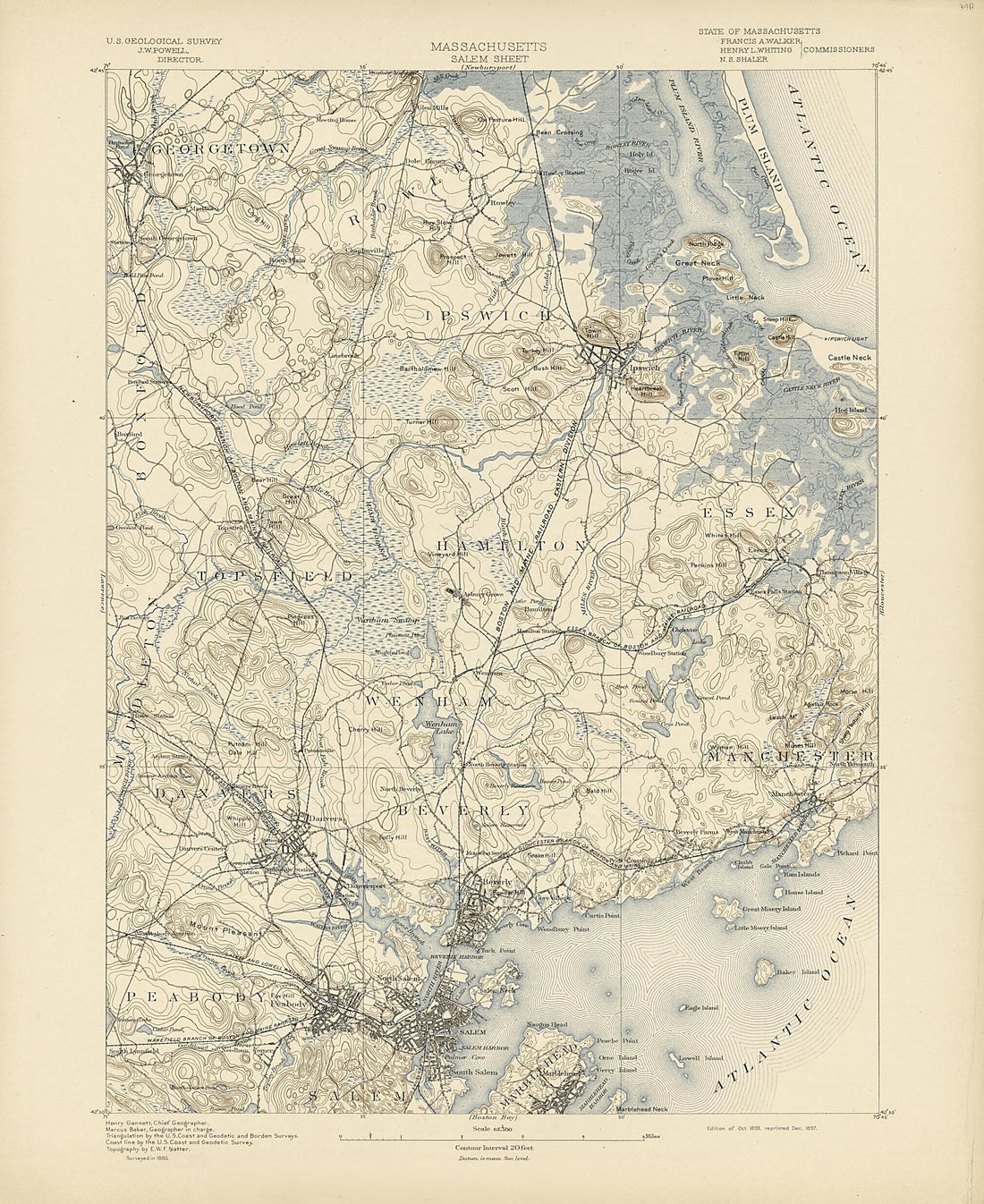 This old map of Massachusetts - Salem Sheet from Atlas of Massachusetts, 1884-from 1890 from 1890 was created by  Massachusetts. Topographical Survey Commission in 1890