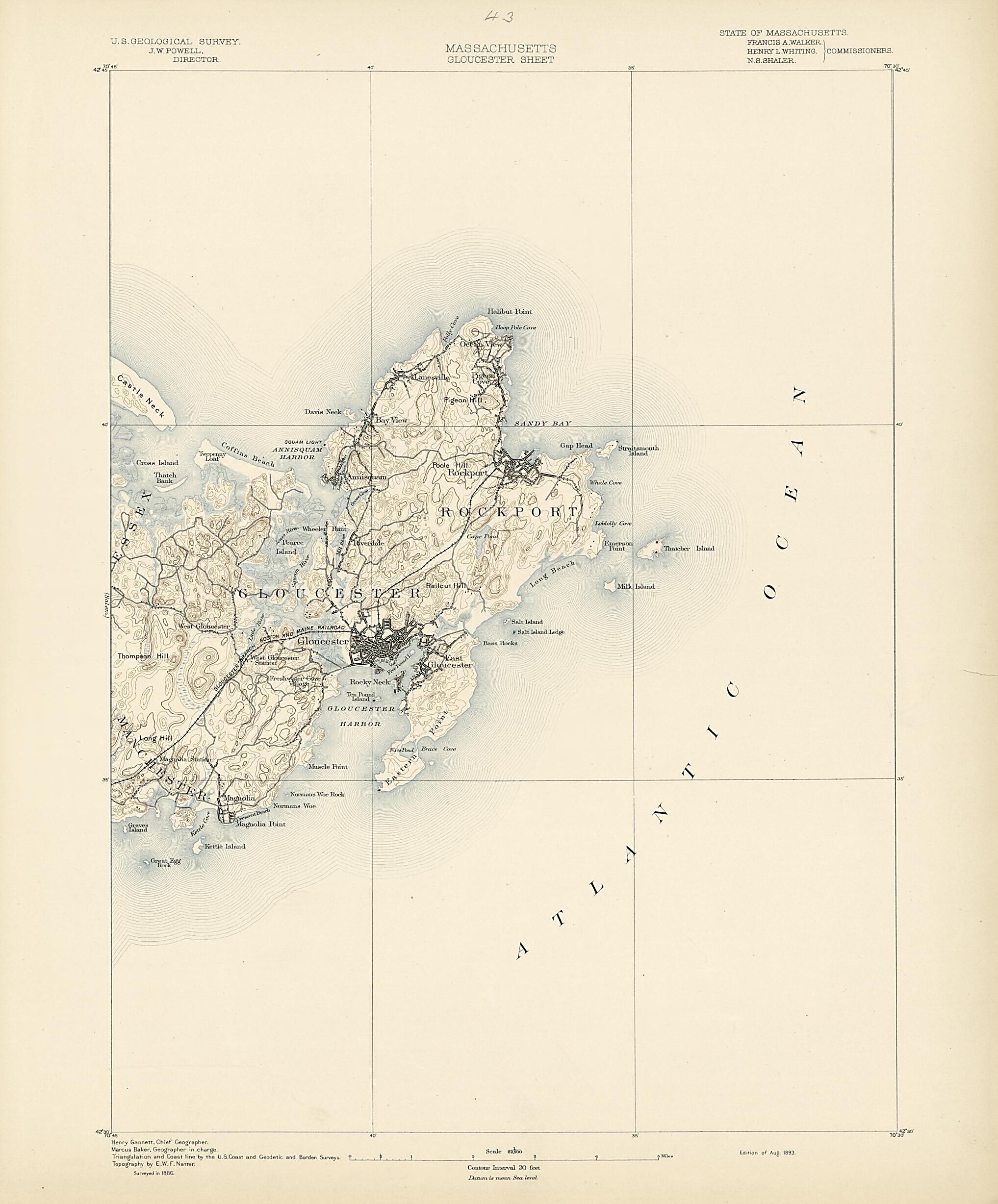 This old map of Massachusetts - Gloucester Sheet from Atlas of Massachusetts, 1884-from 1890 from 1890 was created by  Massachusetts. Topographical Survey Commission in 1890