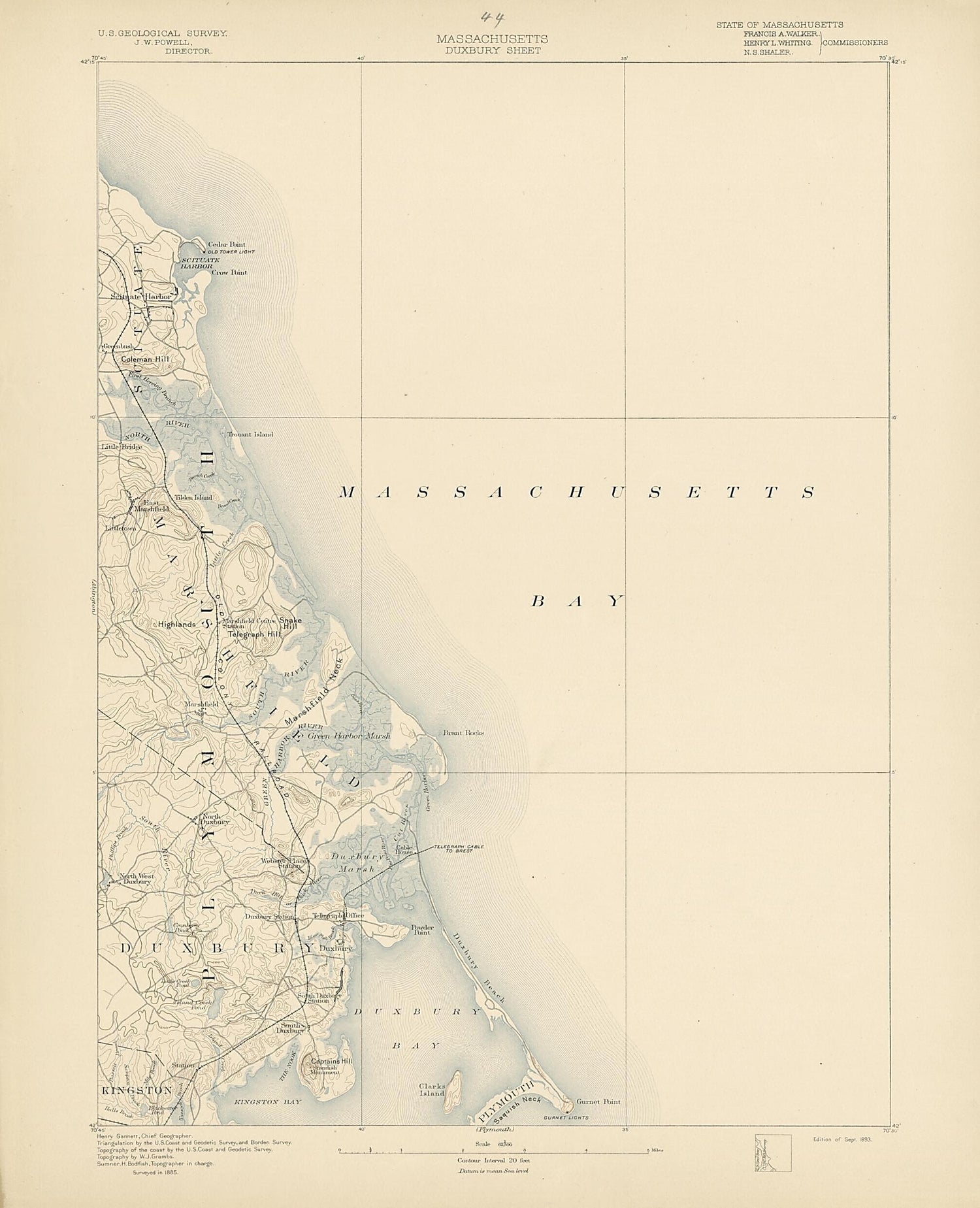 This old map of Massachusetts - Duxbury Sheet from Atlas of Massachusetts, 1884-from 1890 from 1890 was created by  Massachusetts. Topographical Survey Commission in 1890