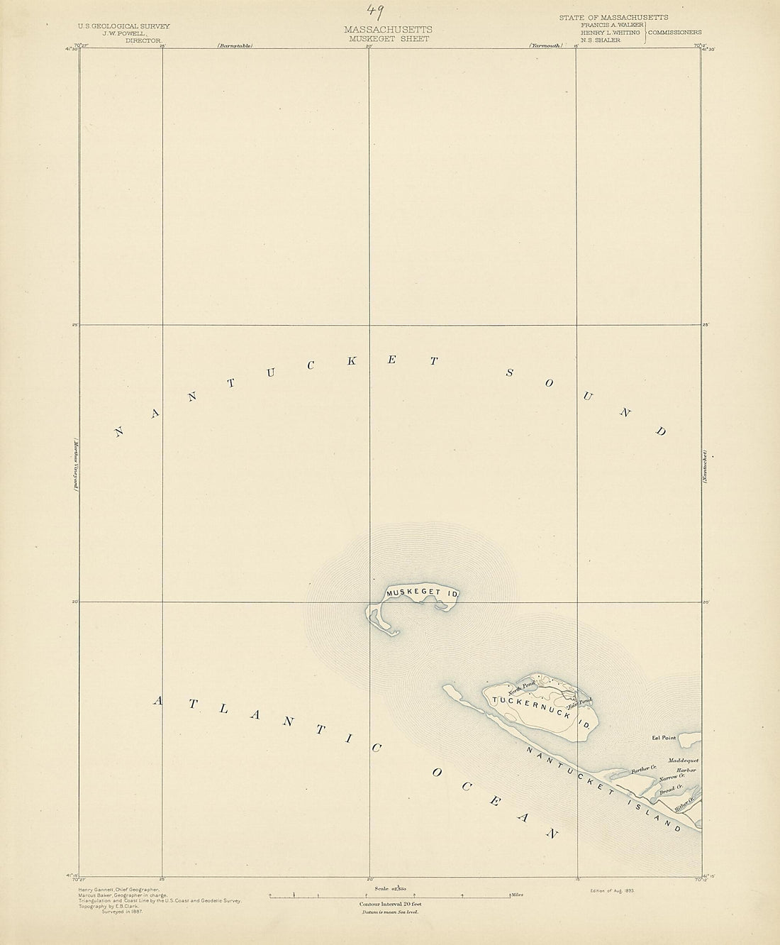 This old map of Massachusetts - Muskeget Sheet from Atlas of Massachusetts, 1884-from 1890 from 1890 was created by  Massachusetts. Topographical Survey Commission in 1890