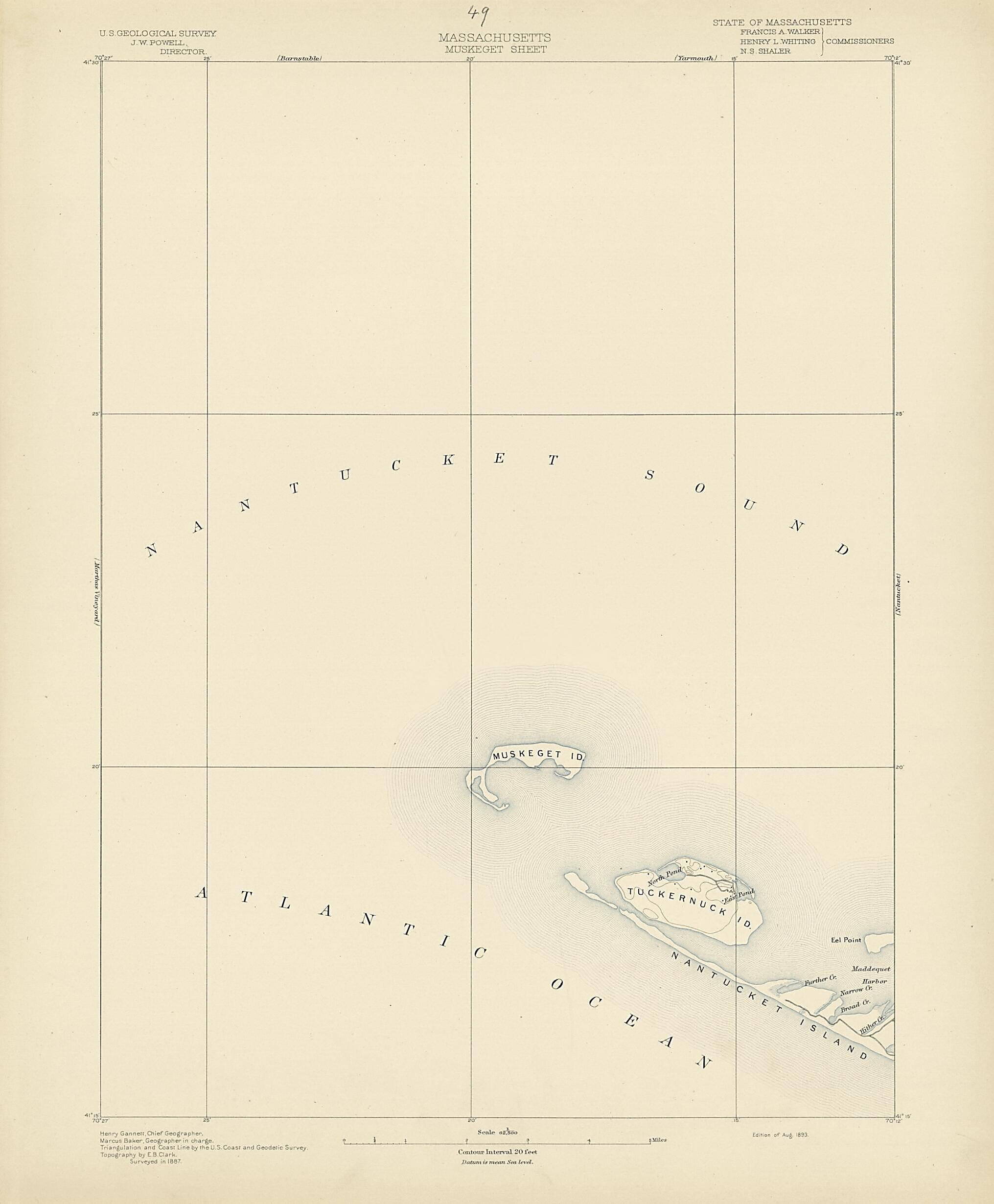 This old map of Massachusetts - Muskeget Sheet from Atlas of Massachusetts, 1884-from 1890 from 1890 was created by  Massachusetts. Topographical Survey Commission in 1890