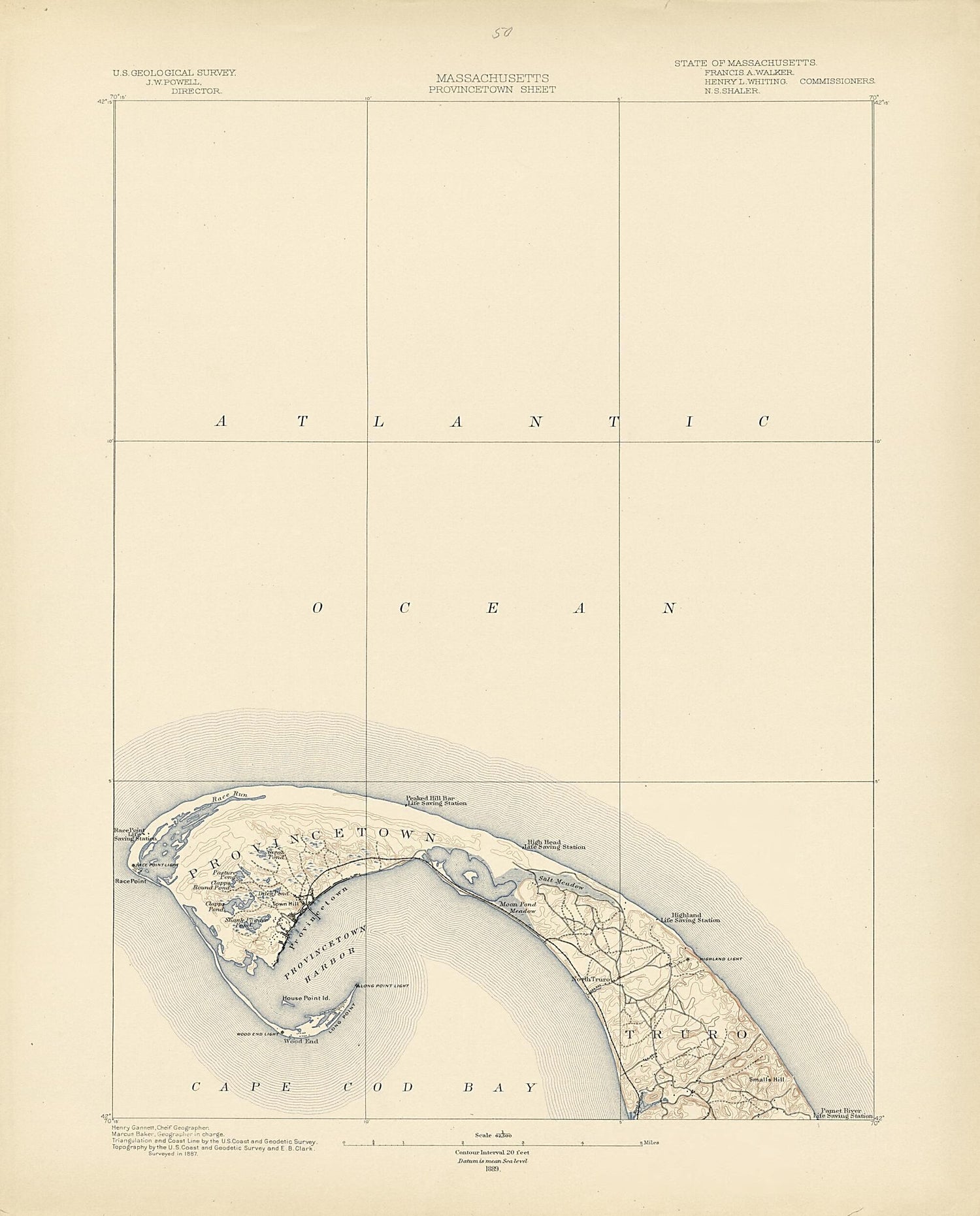 This old map of Massachusetts - Provincetown Sheet from Atlas of Massachusetts, 1884-from 1890 from 1890 was created by  Massachusetts. Topographical Survey Commission in 1890