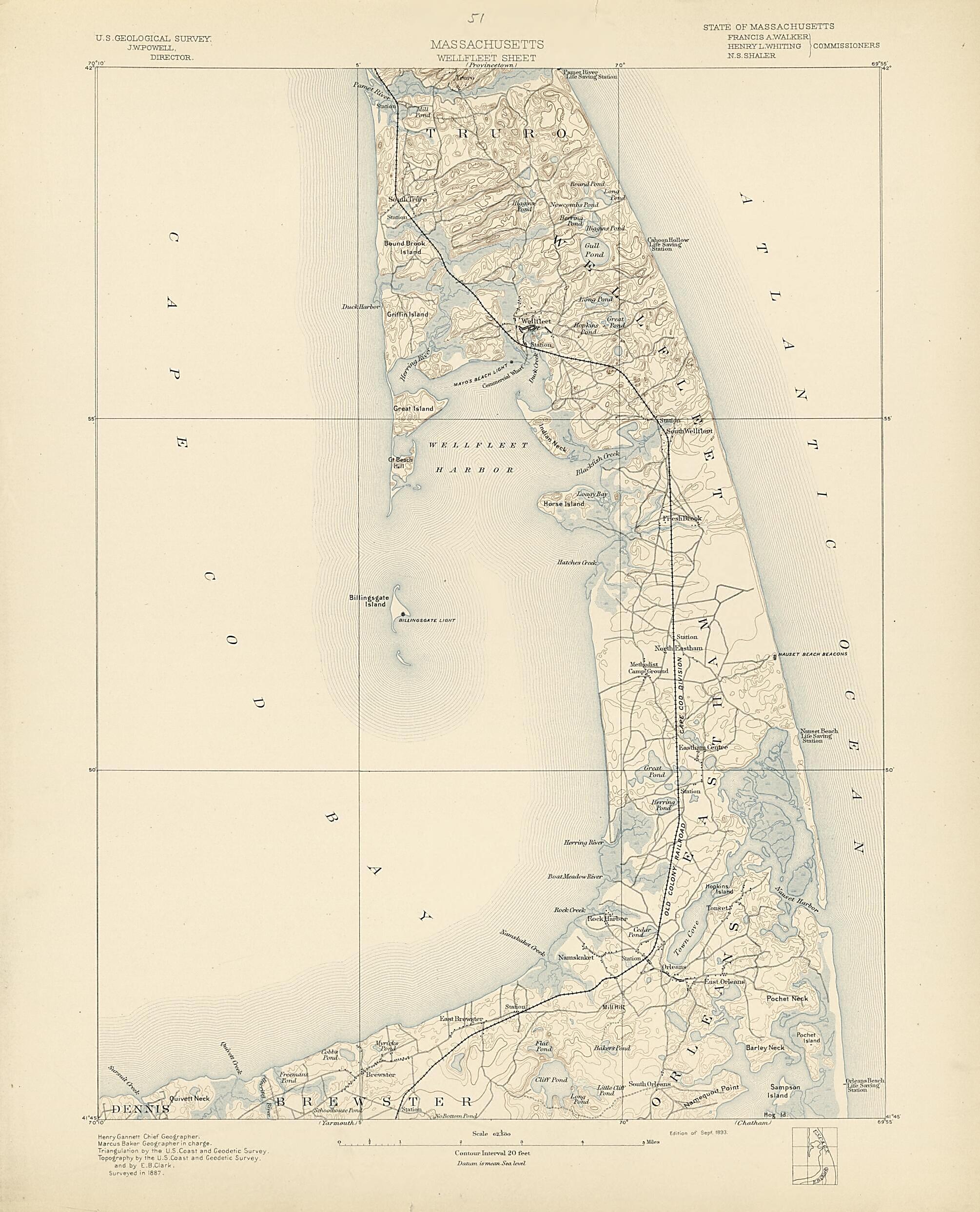 This old map of Massachusetts - Wellfleet Sheet from Atlas of Massachusetts, 1884-from 1890 from 1890 was created by  Massachusetts. Topographical Survey Commission in 1890