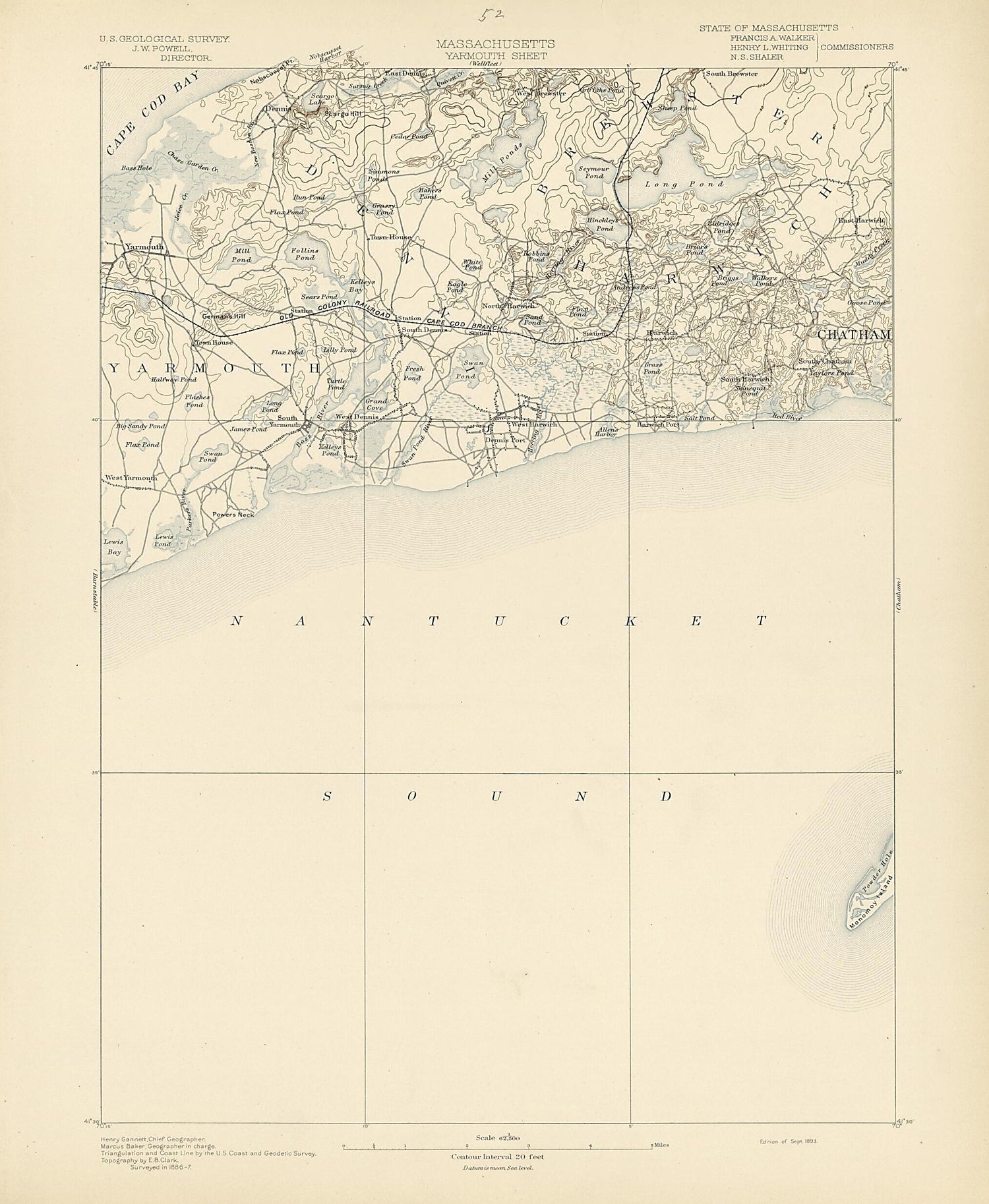 This old map of Massachusetts - Yarmouth Sheet from Atlas of Massachusetts, 1884-from 1890 from 1890 was created by  Massachusetts. Topographical Survey Commission in 1890