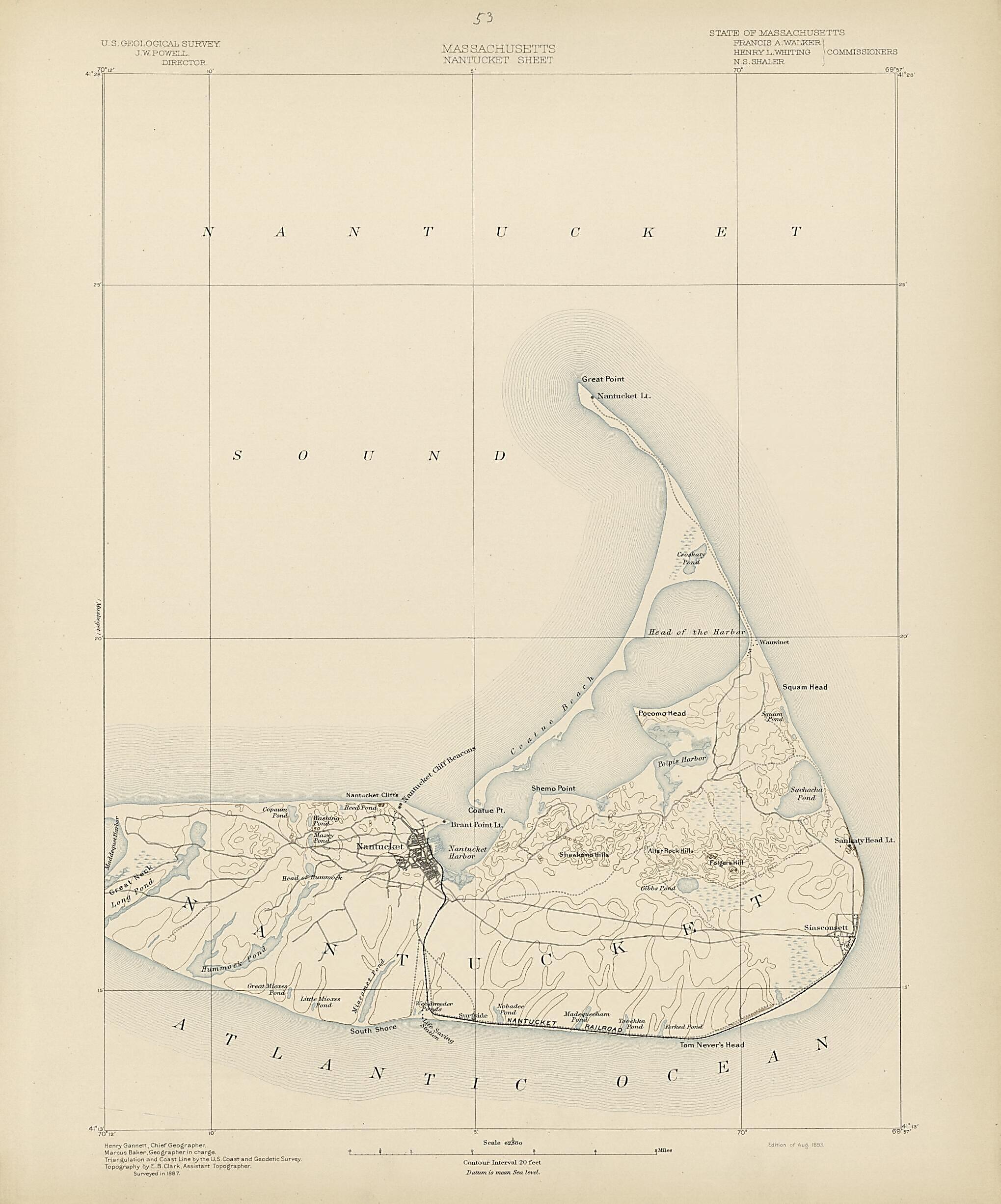 This old map of Massachusetts - Nantucket Sheet from Atlas of Massachusetts, 1884-from 1890 from 1890 was created by  Massachusetts. Topographical Survey Commission in 1890