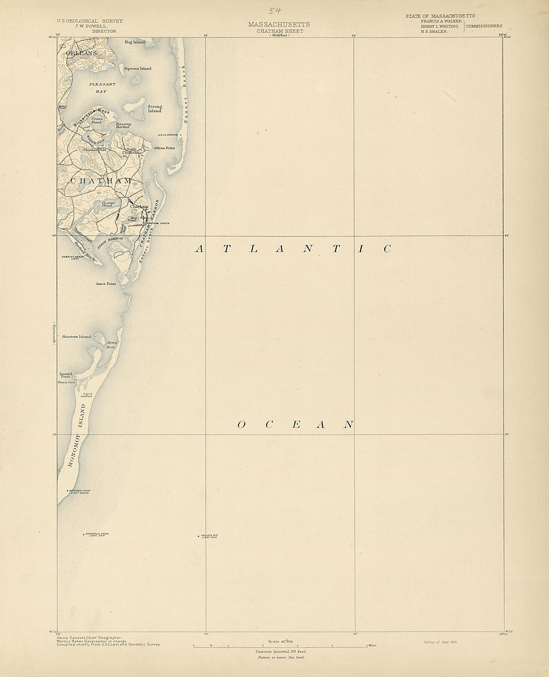 This old map of Massachusetts - Chatham Sheet from Atlas of Massachusetts, 1884-from 1890 from 1890 was created by  Massachusetts. Topographical Survey Commission in 1890