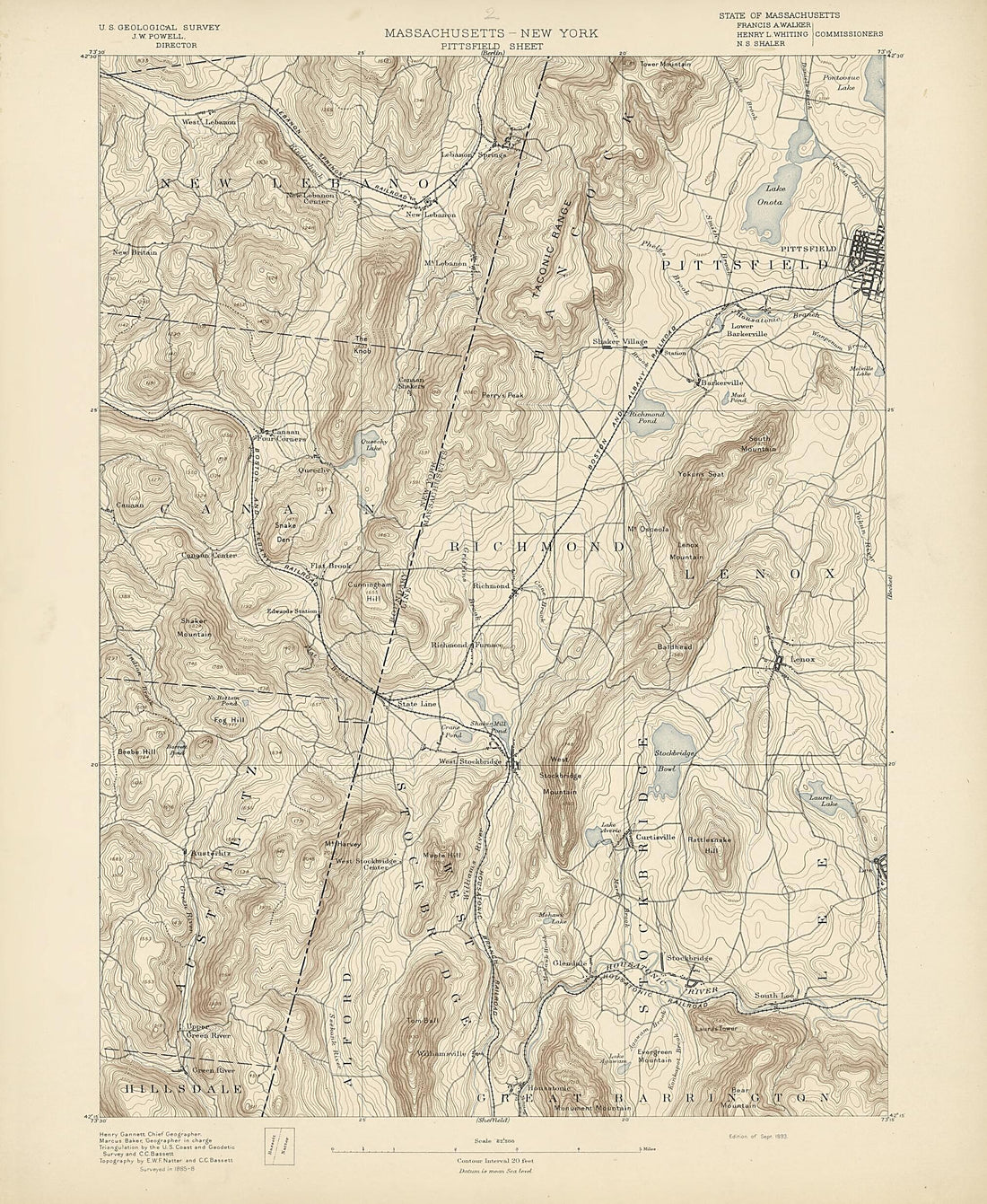 This old map of Massachusetts - New York, Pittsfield Sheet from Atlas of Massachusetts, 1884-from 1890 from 1890 was created by  Massachusetts. Topographical Survey Commission in 1890