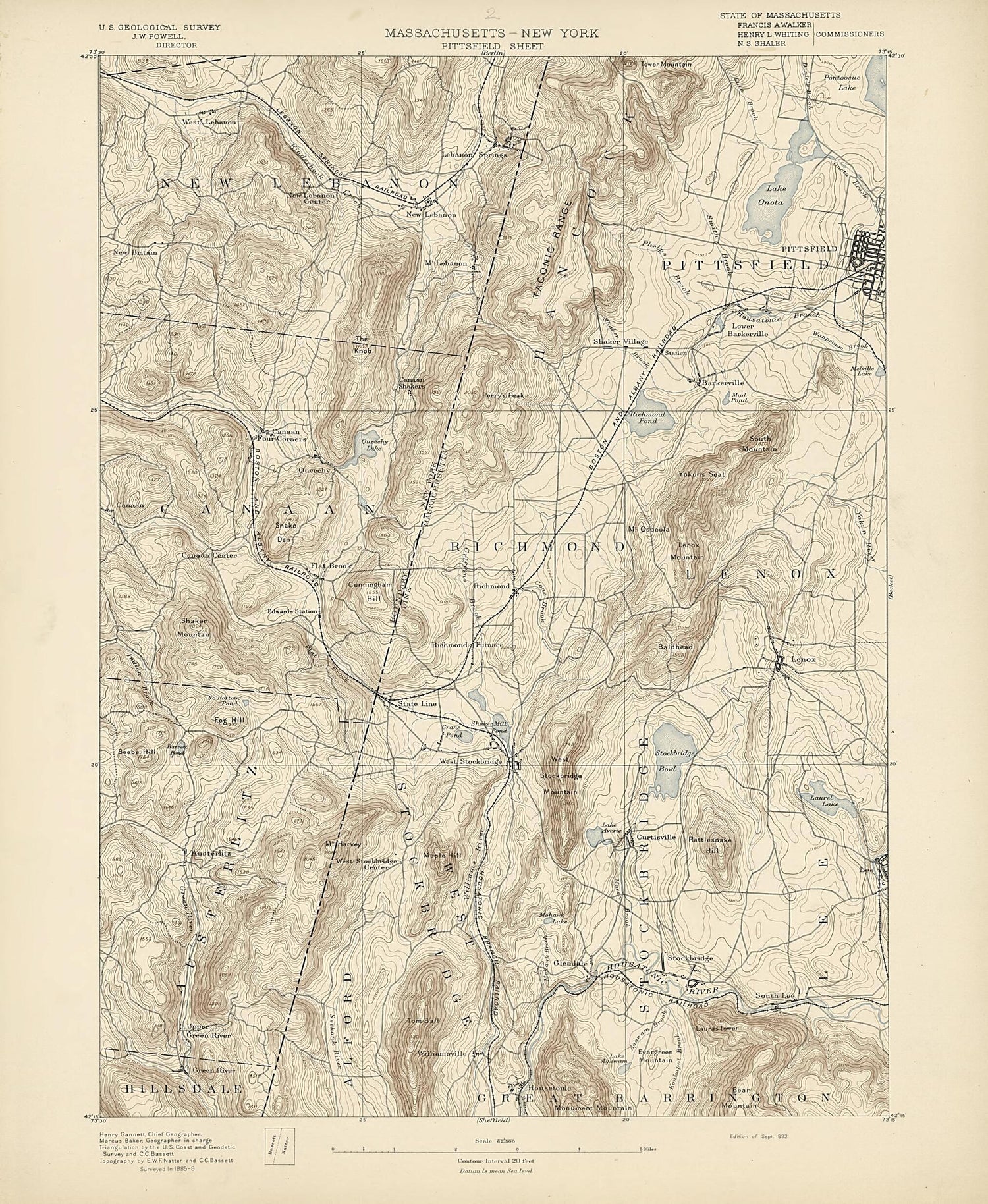 This old map of Massachusetts - New York, Pittsfield Sheet from Atlas of Massachusetts, 1884-from 1890 from 1890 was created by  Massachusetts. Topographical Survey Commission in 1890