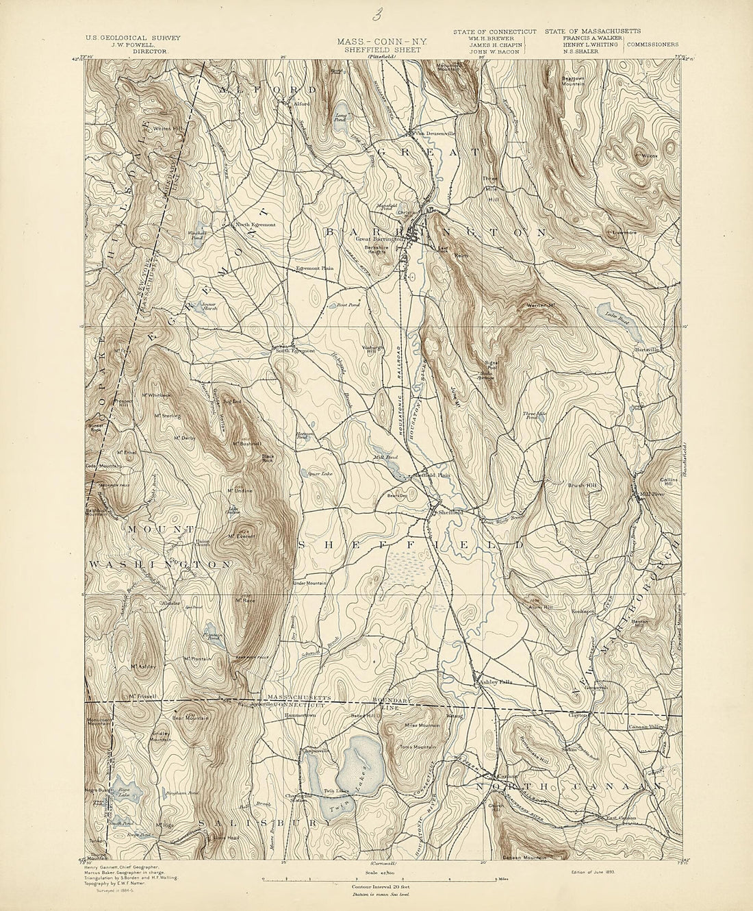 This old map of Massachusetts - Connecticut - New York, Sheffield Sheet from Atlas of Massachusetts, 1884-from 1890 from 1890 was created by  Massachusetts. Topographical Survey Commission in 1890