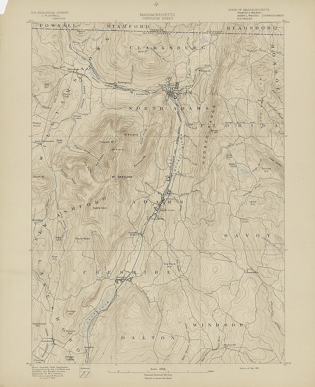 This old map of Massachusetts, Greylock Sheet from Atlas of Massachusetts, 1884-from 1890 from 1890 was created by  Massachusetts. Topographical Survey Commission in 1890