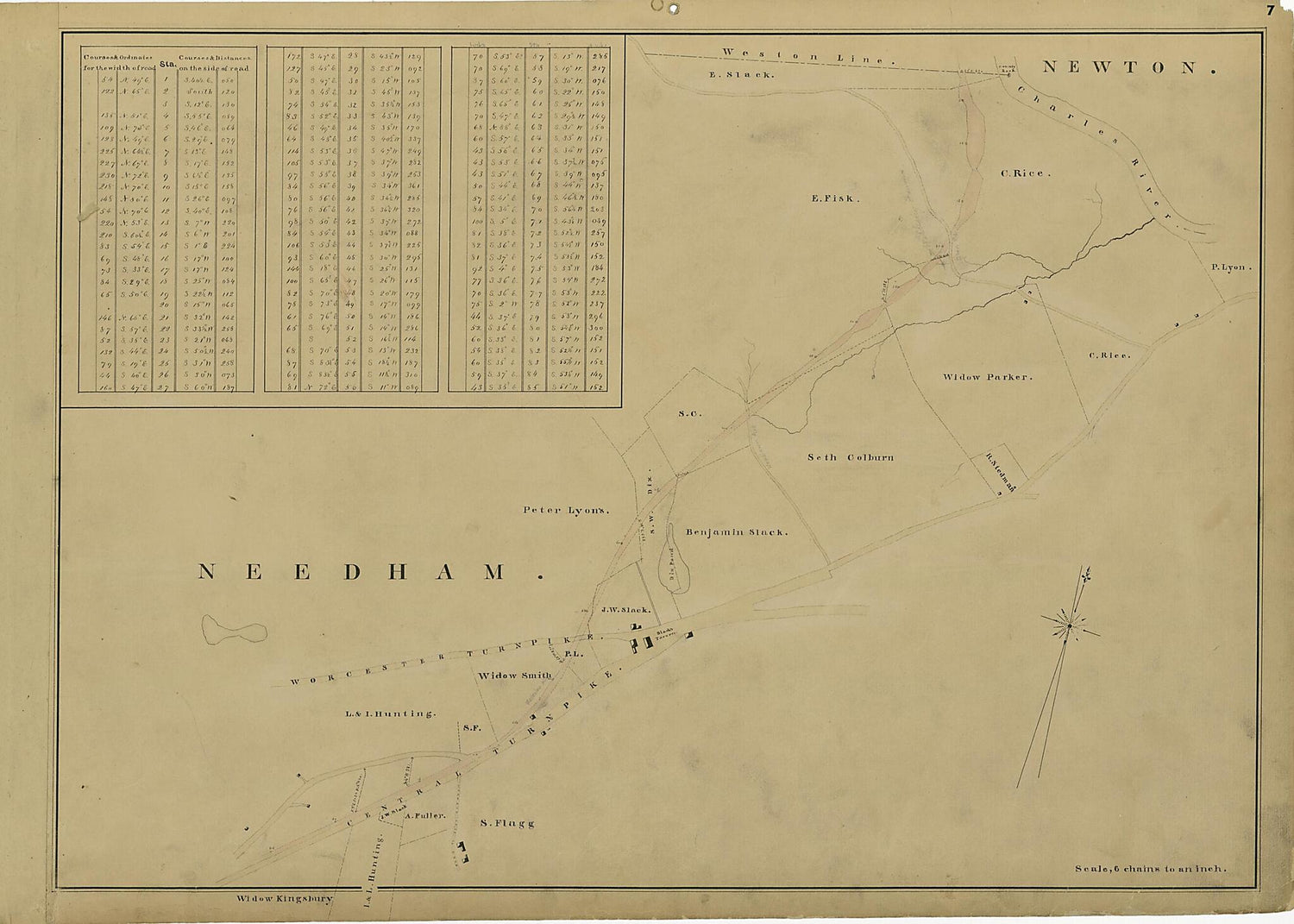 This old map of 7: Needham from Location of the Boston and Worcester Railroad 1835 from 1858 was created by Edward Southwick Philbrick in 1858