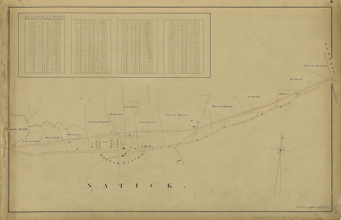 This old map of 9: Natick from Location of the Boston and Worcester Railroad 1835 from 1858 was created by Edward Southwick Philbrick in 1858