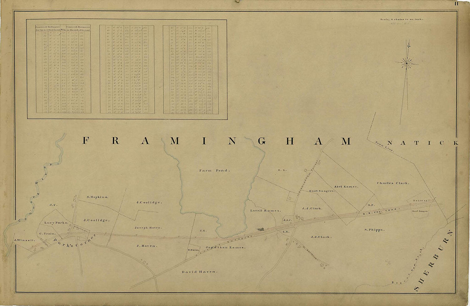 This old map of 11: Framingham from Location of the Boston and Worcester Railroad 1835 from 1858 was created by Edward Southwick Philbrick in 1858