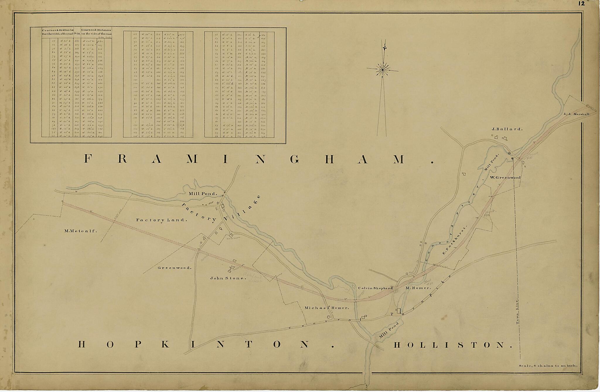 This old map of 12: Framingham from Location of the Boston and Worcester Railroad 1835 from 1858 was created by Edward Southwick Philbrick in 1858