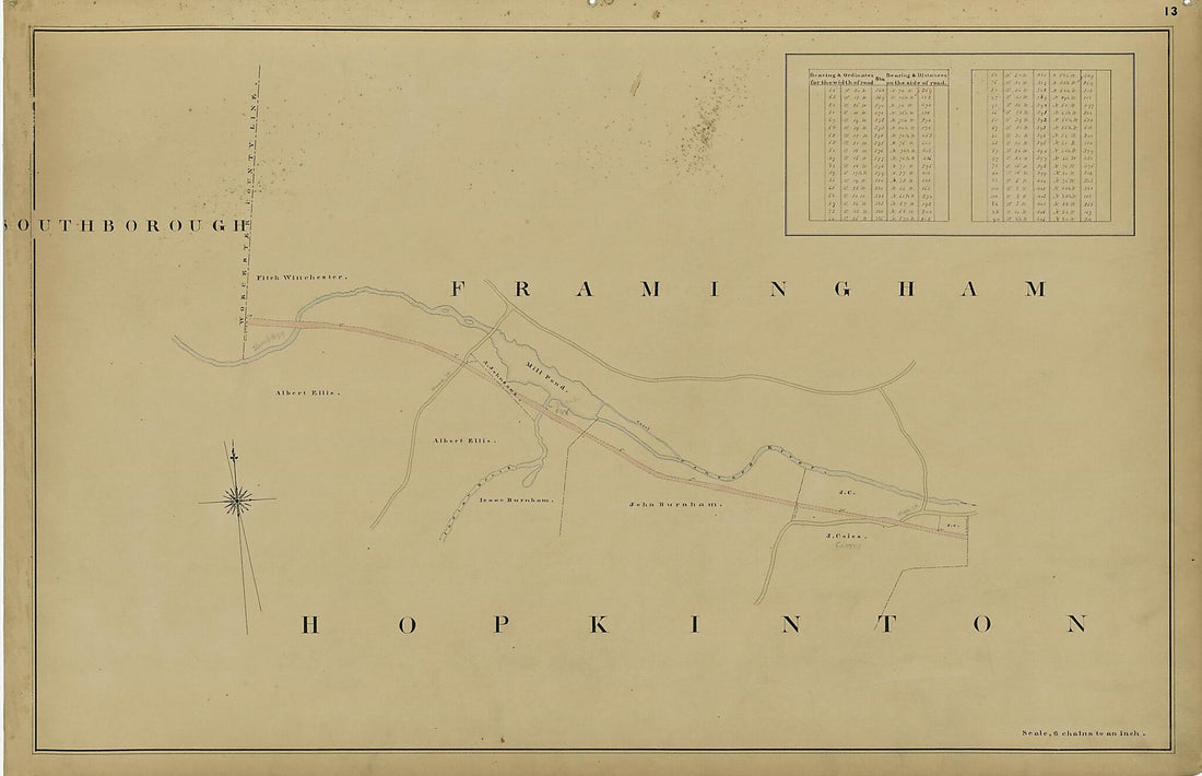 This old map of 13: Framingham from Location of the Boston and Worcester Railroad 1835 from 1858 was created by Edward Southwick Philbrick in 1858