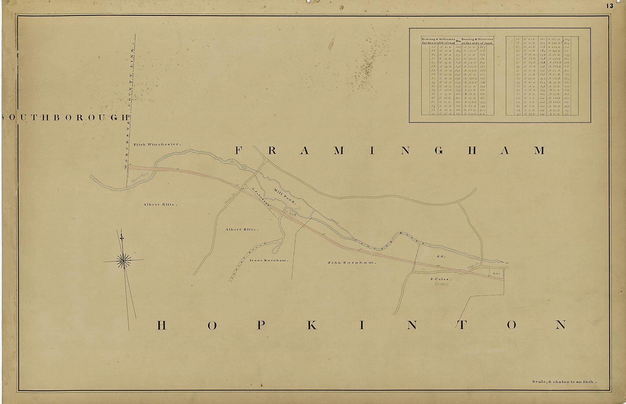 This old map of 13: Framingham from Location of the Boston and Worcester Railroad 1835 from 1858 was created by Edward Southwick Philbrick in 1858