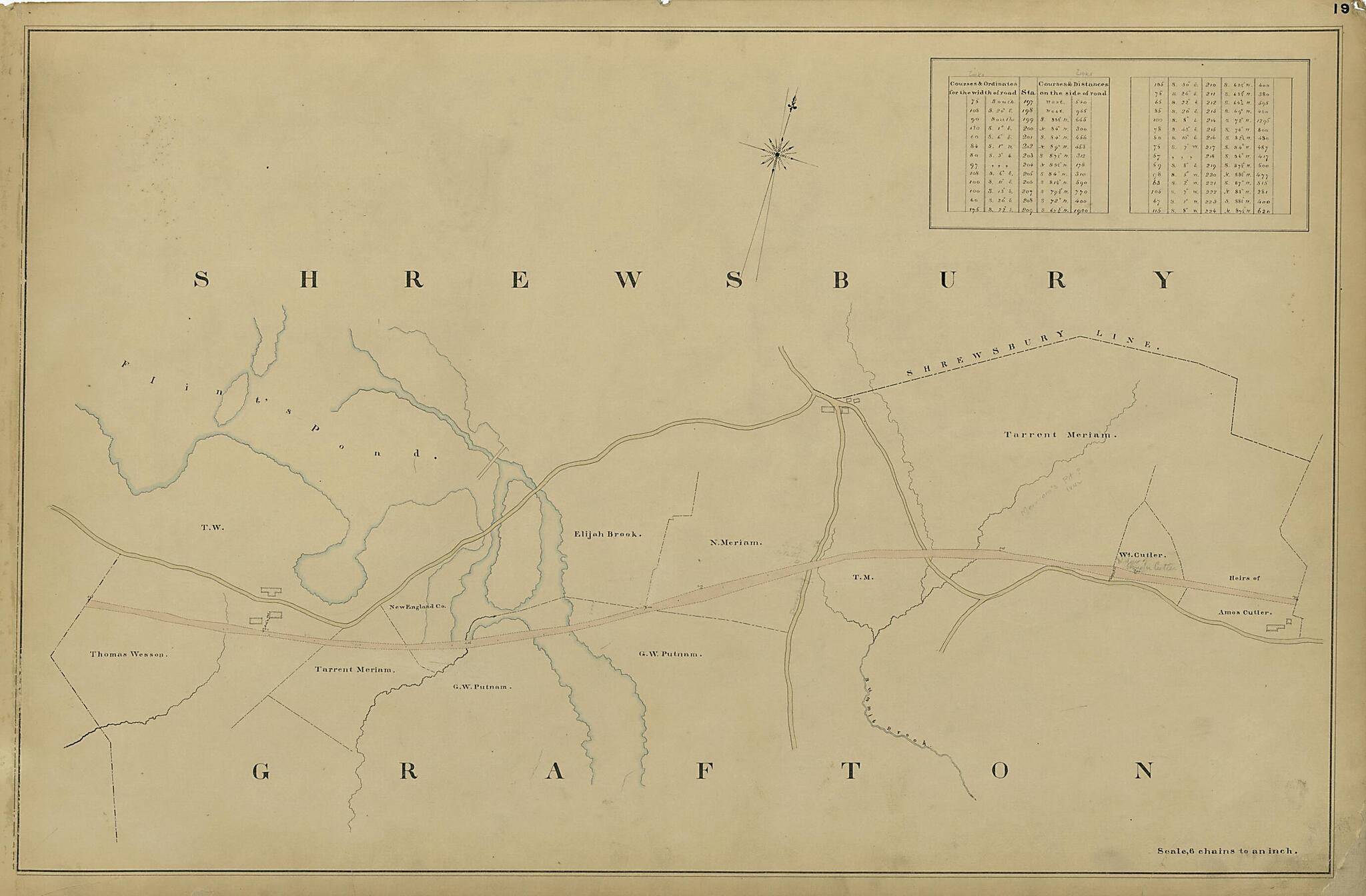 This old map of Shrewsbury, Grafton from Location of the Boston and Worcester Railroad 1835 from 1858 was created by Edward Southwick Philbrick in 1858