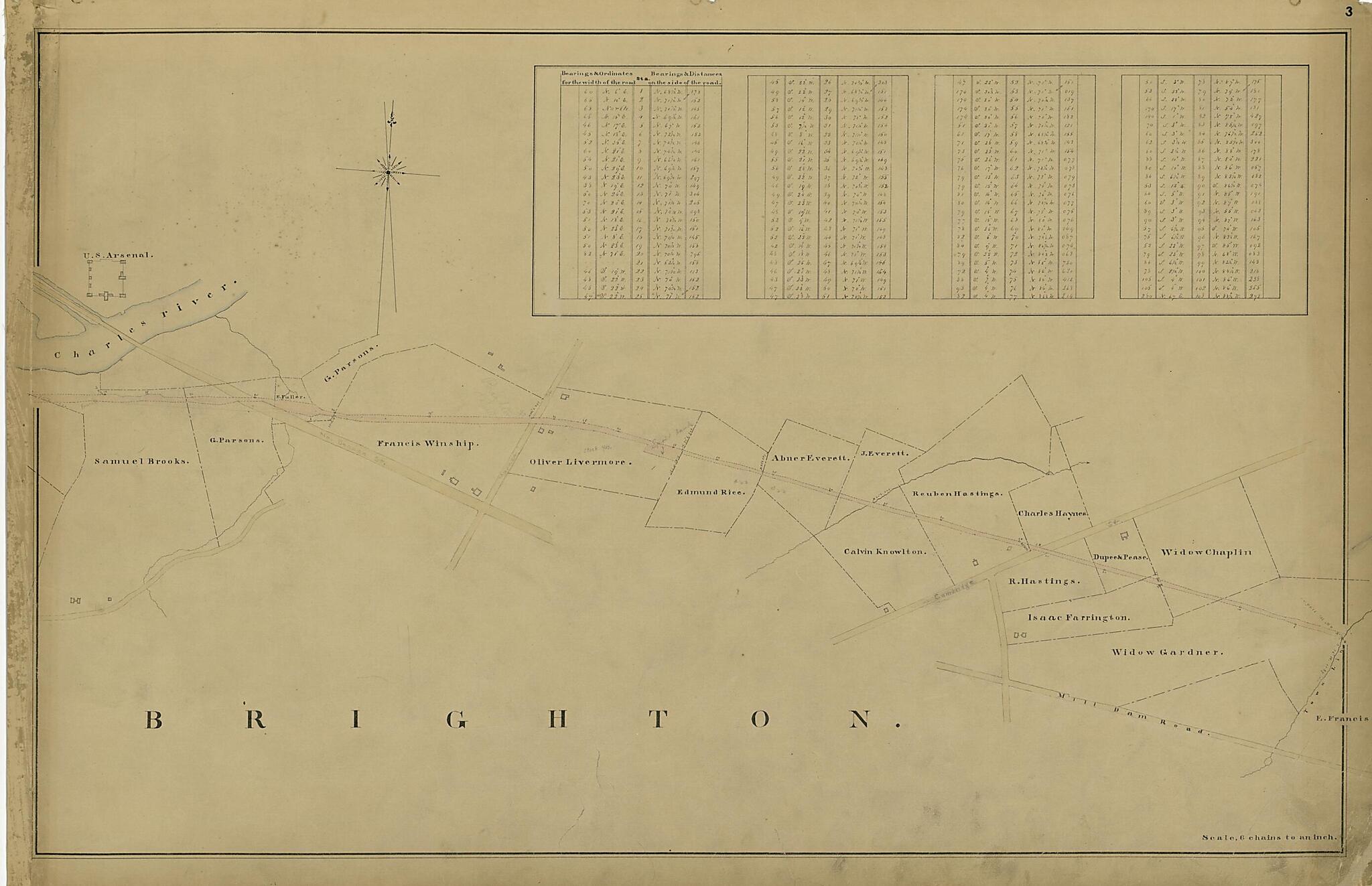 This old map of Brighton from Location of the Boston and Worcester Railroad 1835 from 1858 was created by Edward Southwick Philbrick in 1858