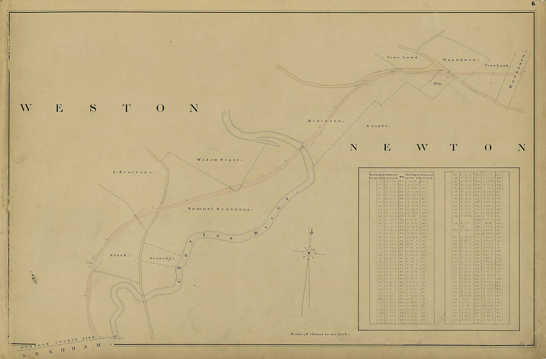 This old map of Weston, Newton from Location of the Boston and Worcester Railroad 1835 from 1858 was created by Edward Southwick Philbrick in 1858