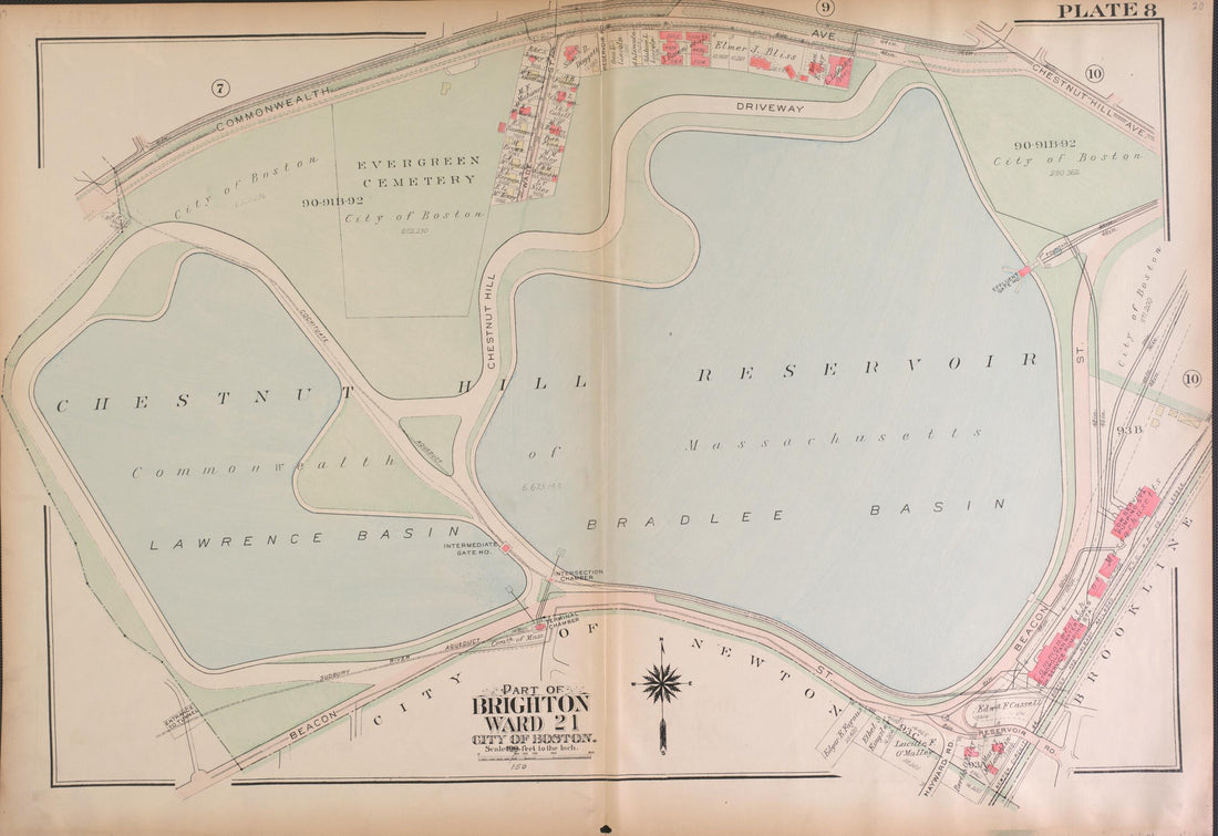 This old map of Part of Brighton, Ward 21 - Plate 8 from Atlas of the City of Boston, Brighton from 1925 was created by  G.W. Bromley &amp; Co in 1925