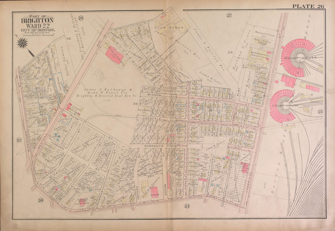 This old map of Part of Brighton, Ward 22  - Plate 26 from Atlas of the City of Boston, Brighton from 1925 was created by  G.W. Bromley &amp; Co in 1925