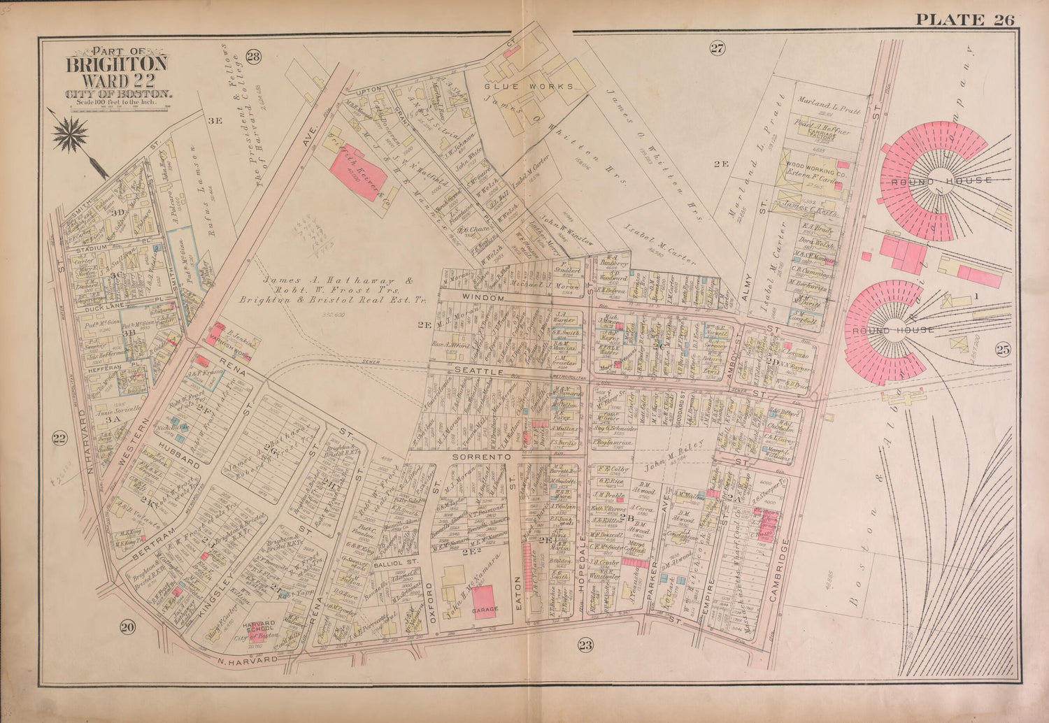 This old map of Part of Brighton, Ward 22  - Plate 26 from Atlas of the City of Boston, Brighton from 1925 was created by  G.W. Bromley &amp; Co in 1925