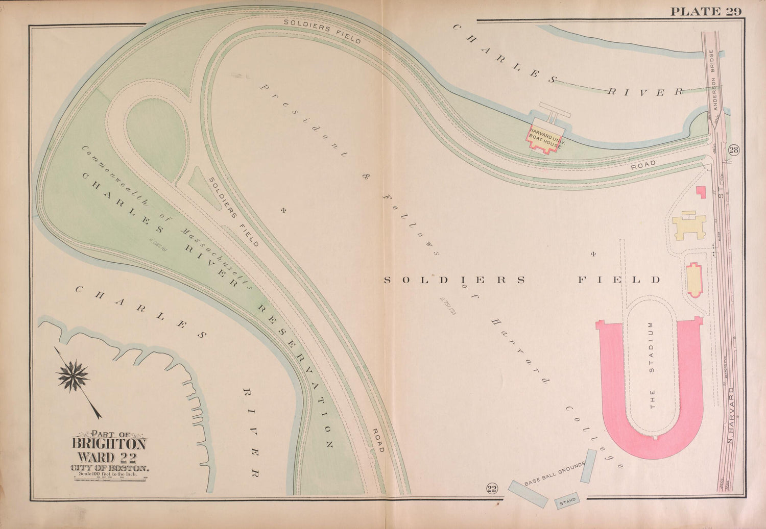 This old map of Part of Brighton, Ward 22  - Plate 29 from Atlas of the City of Boston, Brighton from 1925 was created by  G.W. Bromley &amp; Co in 1925