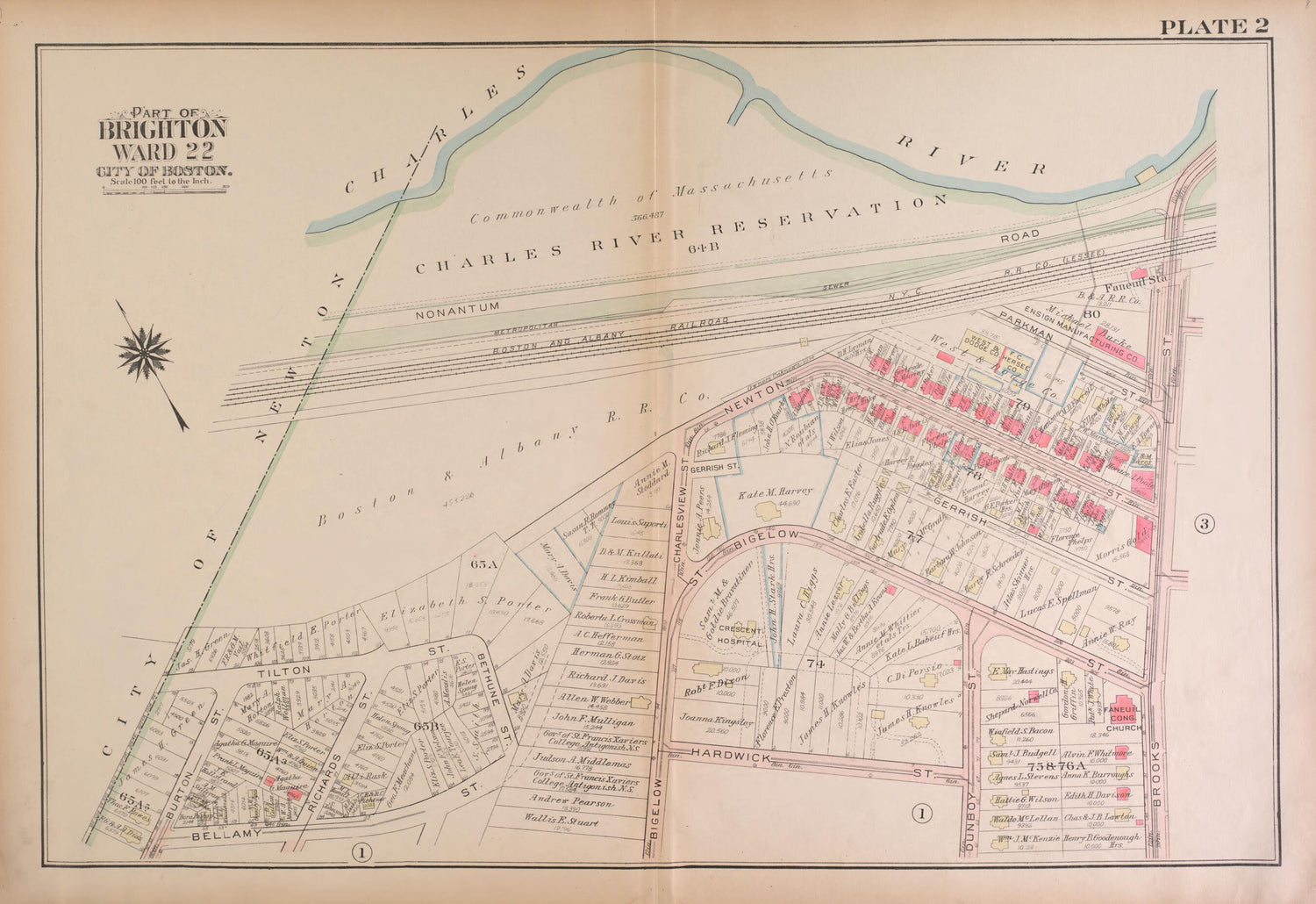 This old map of Part of Brighton- Plate 2 from Atlas of the City of Boston, Brighton from 1925 was created by  G.W. Bromley &amp; Co in 1925