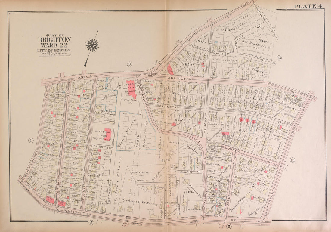 This old map of Part of Brighton- Plate 4 from Atlas of the City of Boston, Brighton from 1925 was created by  G.W. Bromley &amp; Co in 1925