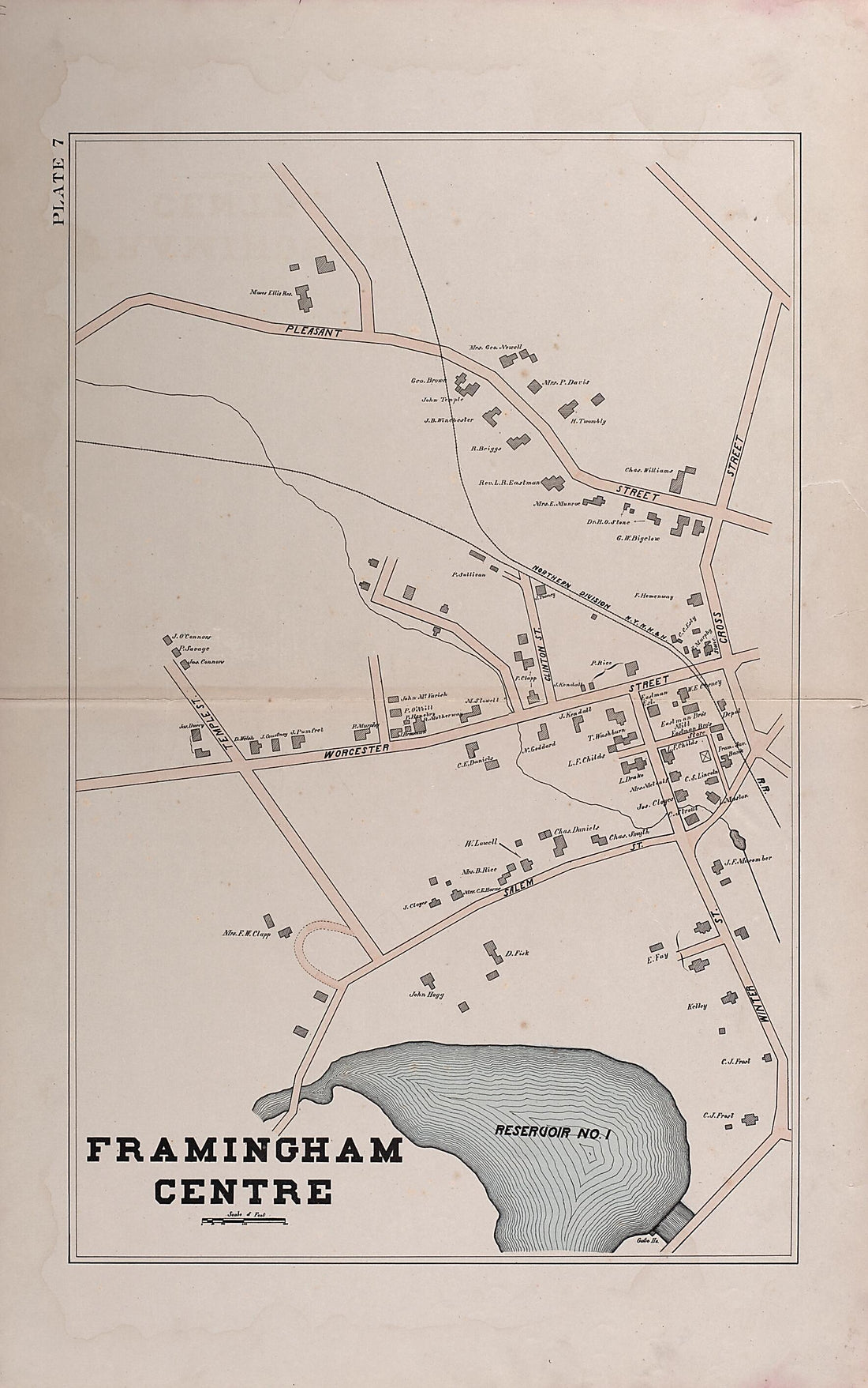 This old map of Framingham Centre from Atlas of Framingham, Mass from 1895 was created by James P. Beirne in 1895