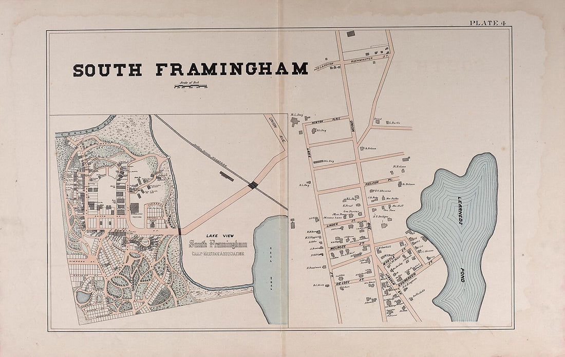 This old map of South Framingham from Atlas of Framingham, Mass from 1895 was created by James P. Beirne in 1895