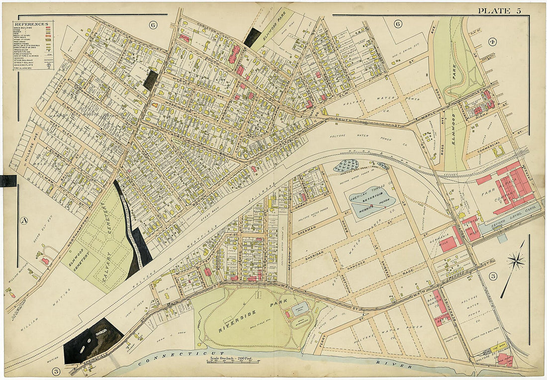 This old map of Plate 5 from Atlas of the City of Holyoke, Mass from 1911 was created by Harold H. (Harold Hazen) Richards in 1911