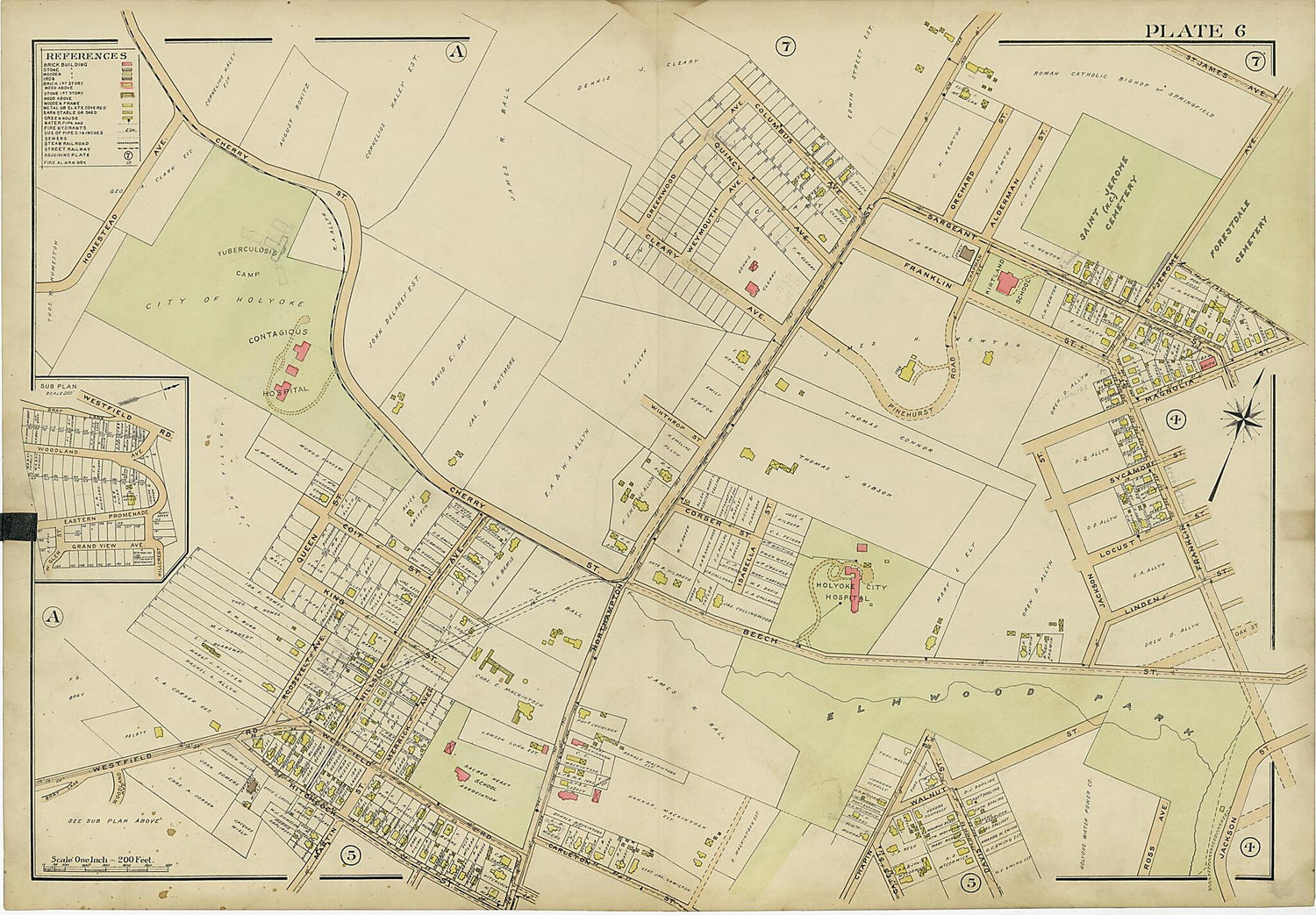 This old map of Plate 6 from Atlas of the City of Holyoke, Mass from 1911 was created by Harold H. (Harold Hazen) Richards in 1911