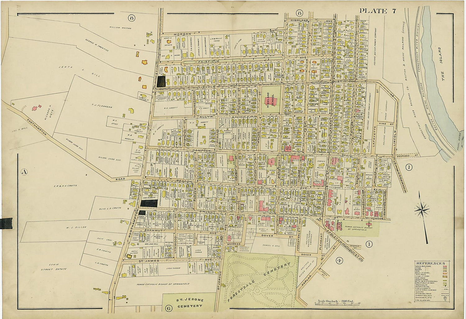 This old map of Plate 7 from Atlas of the City of Holyoke, Mass from 1911 was created by Harold H. (Harold Hazen) Richards in 1911