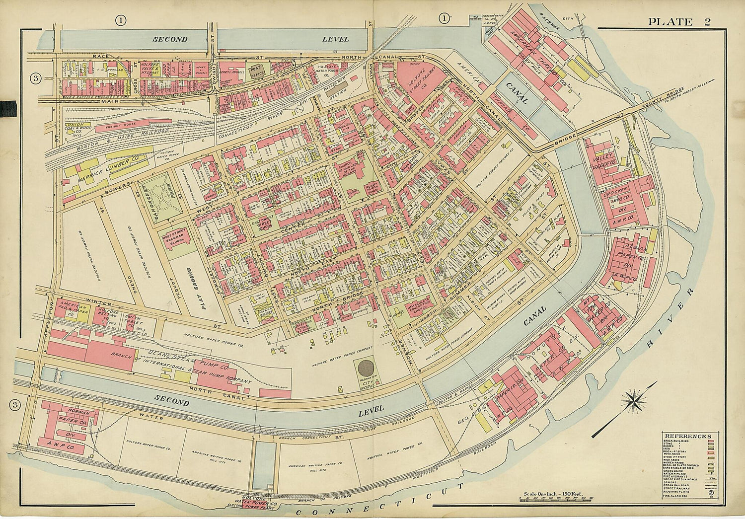 This old map of Plate 2 from Atlas of the City of Holyoke, Mass from 1911 was created by Harold H. (Harold Hazen) Richards in 1911