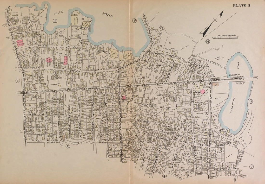 This old map of Lynn, Plate 5 from Atlas of the City of Lynn and the Towns of Swampscott, Saugus and Nahant, Massachusetts from 1924 was created by Harold H. (Harold Hazen) Richards in 1924