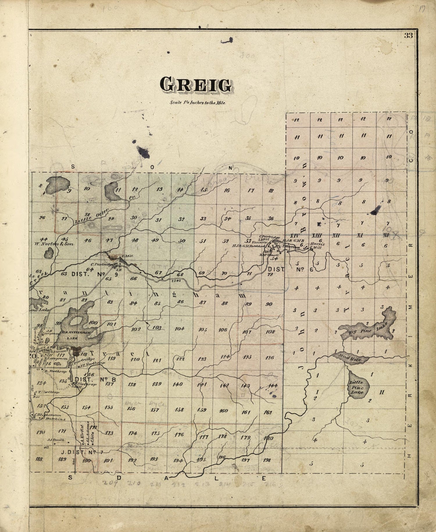 This old map of Greig from Atlas of Lewis County, New York from 1875 was created by  Worley &amp; Bracher in 1875