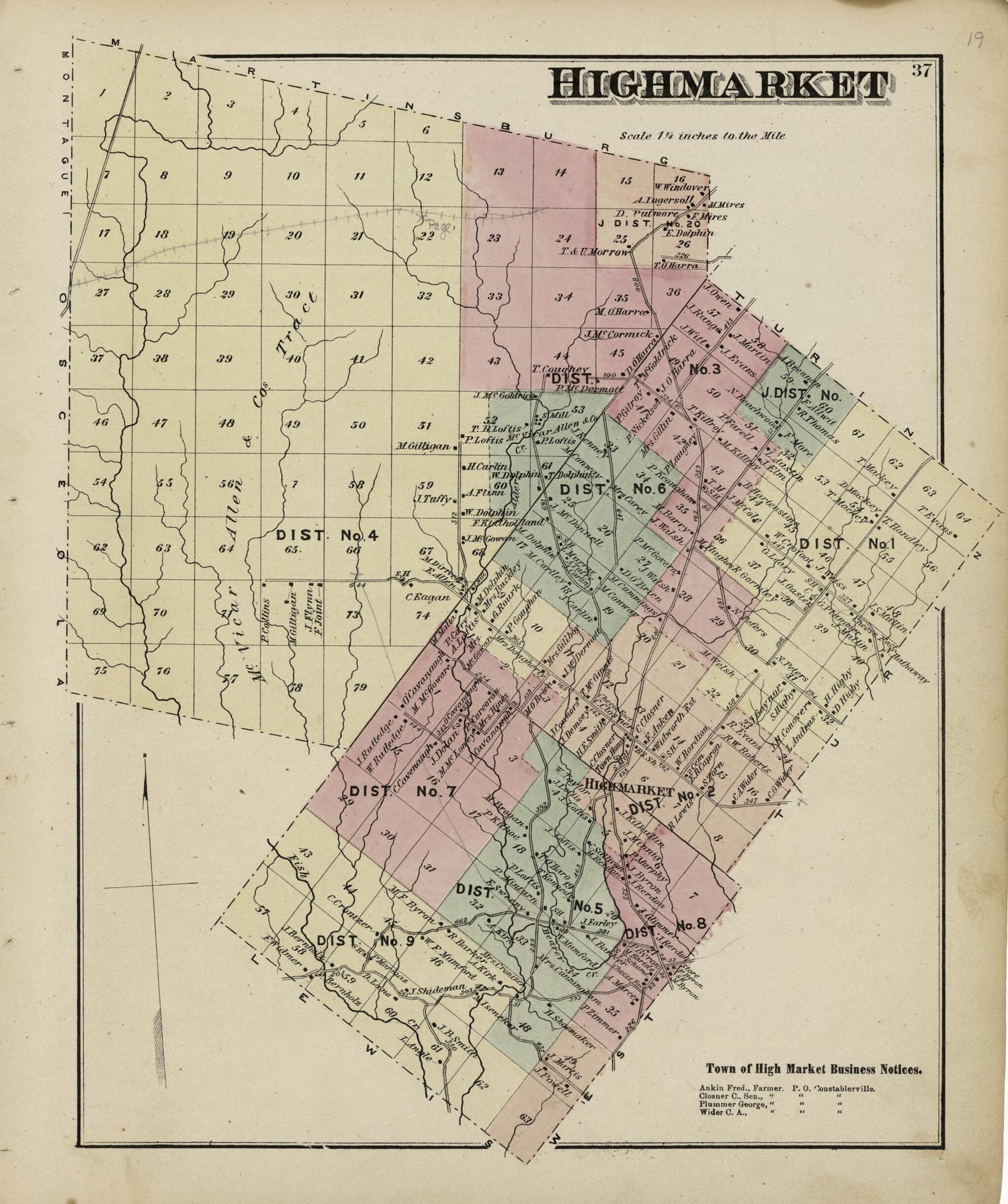 This old map of Highmarket from Atlas of Lewis County, New York from 1875 was created by  Worley &amp; Bracher in 1875