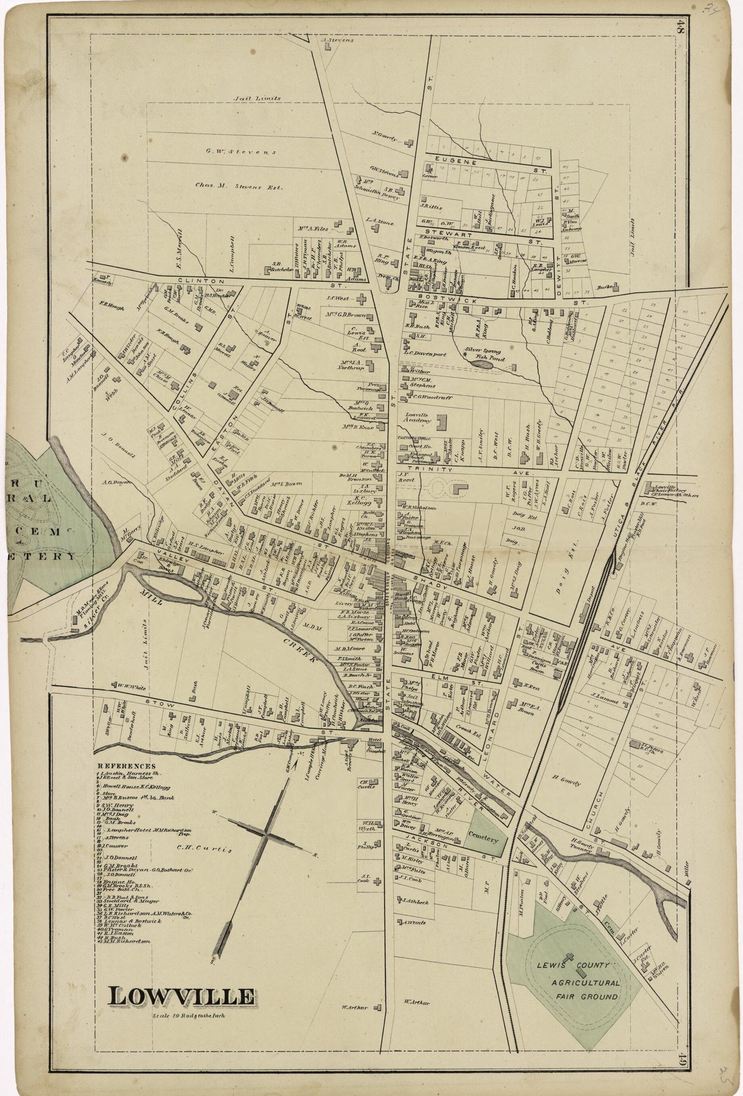 This old map of Lowville from Atlas of Lewis County, New York from 1875 was created by  Worley &amp; Bracher in 1875