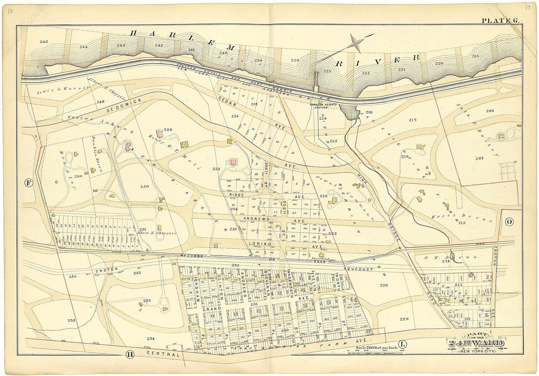 This old map of Part of the 24th Ward New York City - Plate G from Atlas of the Twenty Fourth Ward, New York City from 1882 was created by A. H. (August H.) Mueller in 1882