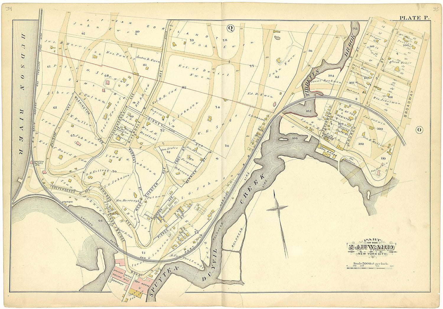 This old map of Part of the 24th Ward New York City - Plate P from Atlas of the Twenty Fourth Ward, New York City from 1882 was created by A. H. (August H.) Mueller in 1882